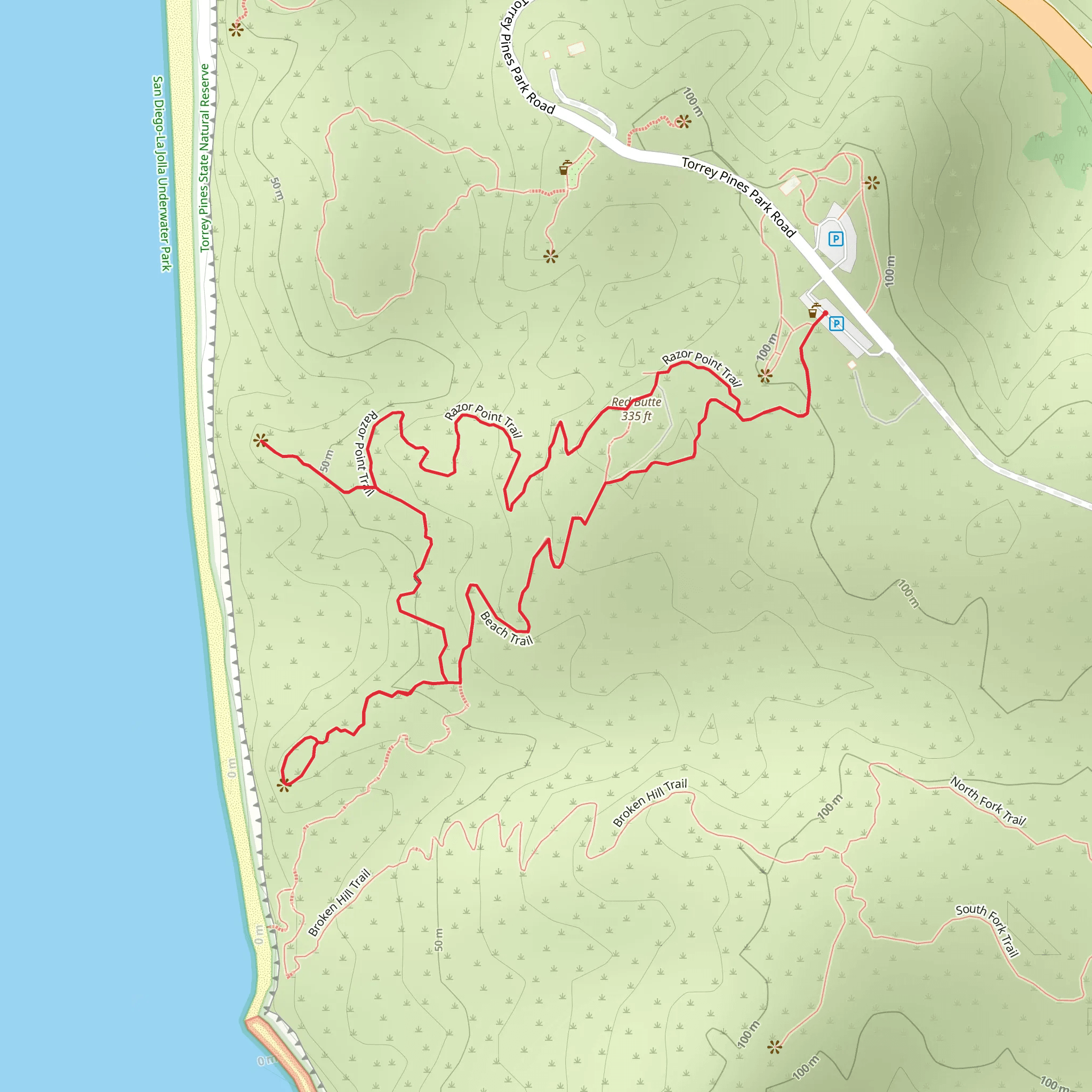 Yucca Point, Razor Point and Red Butte Loop Trail mobile static map