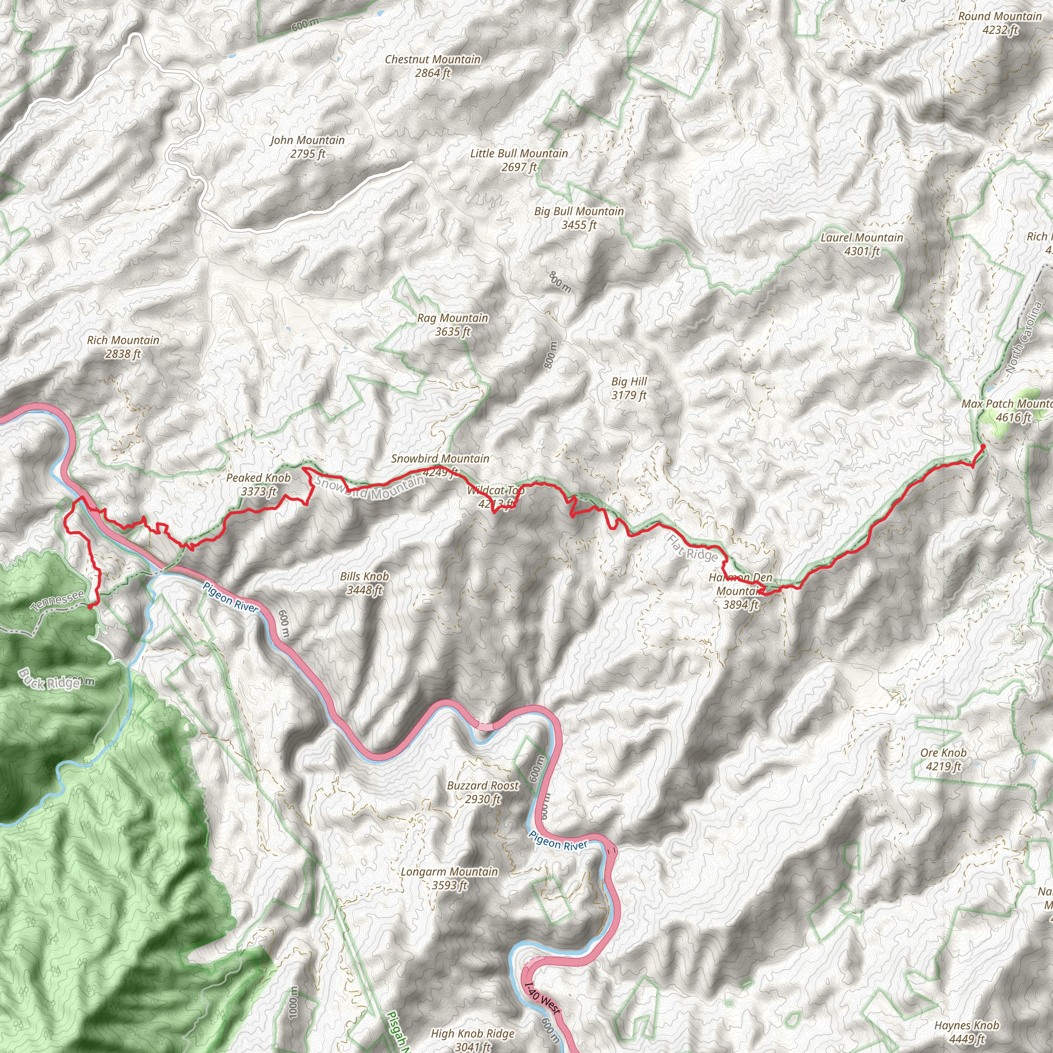 Appalachian Trail Section Hike - Davenport Gap to Max Patch Road mobile static map