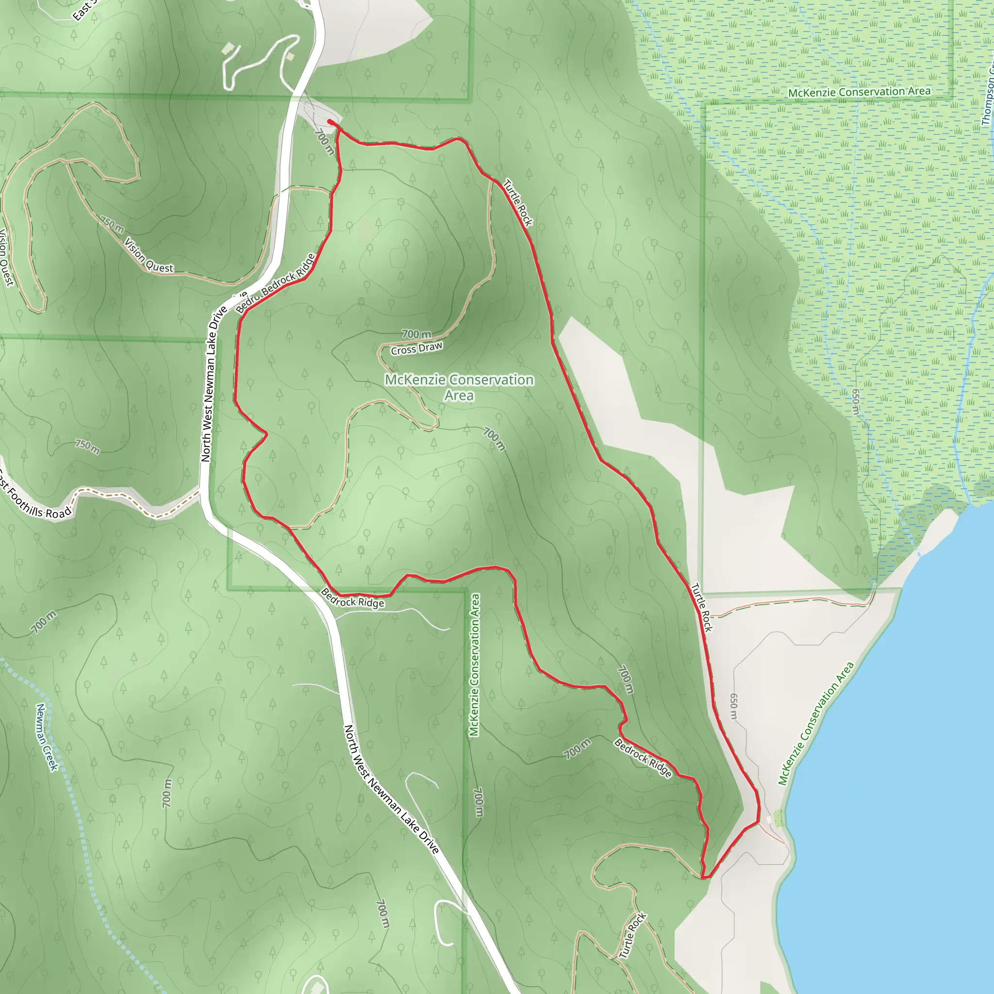Bedrock Ridge and Turtle Rock Loop mobile static map