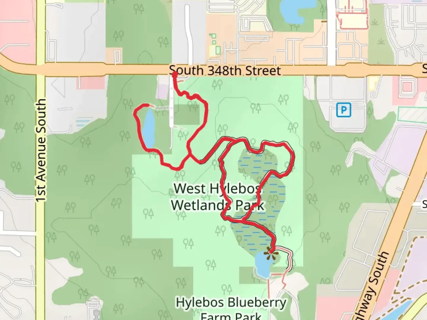 An image depicting the trail West Hylebos Wetlands Park Loop and its surrounding area.