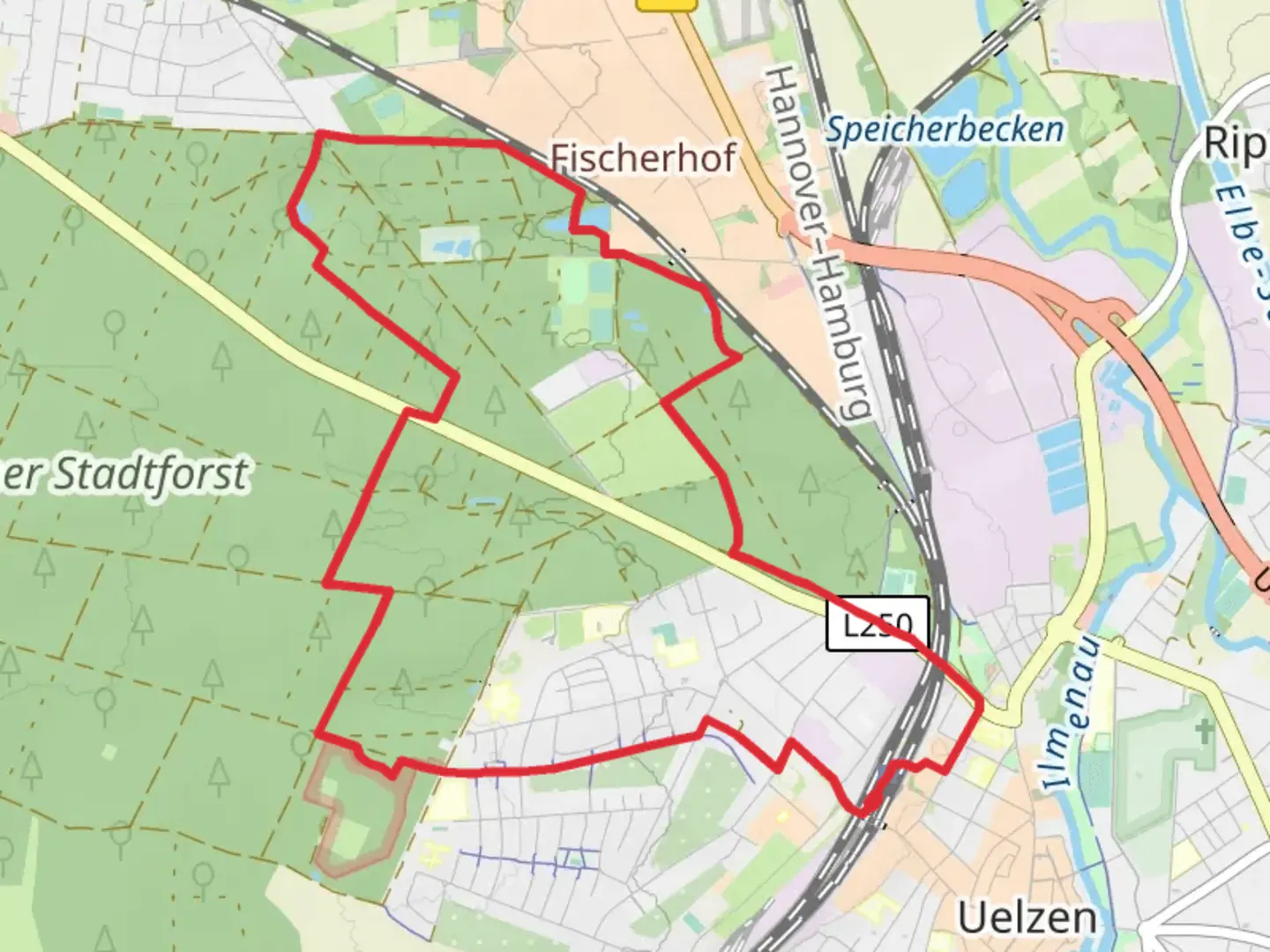 An image depicting the trail Uelzen Short Loop and its surrounding area.