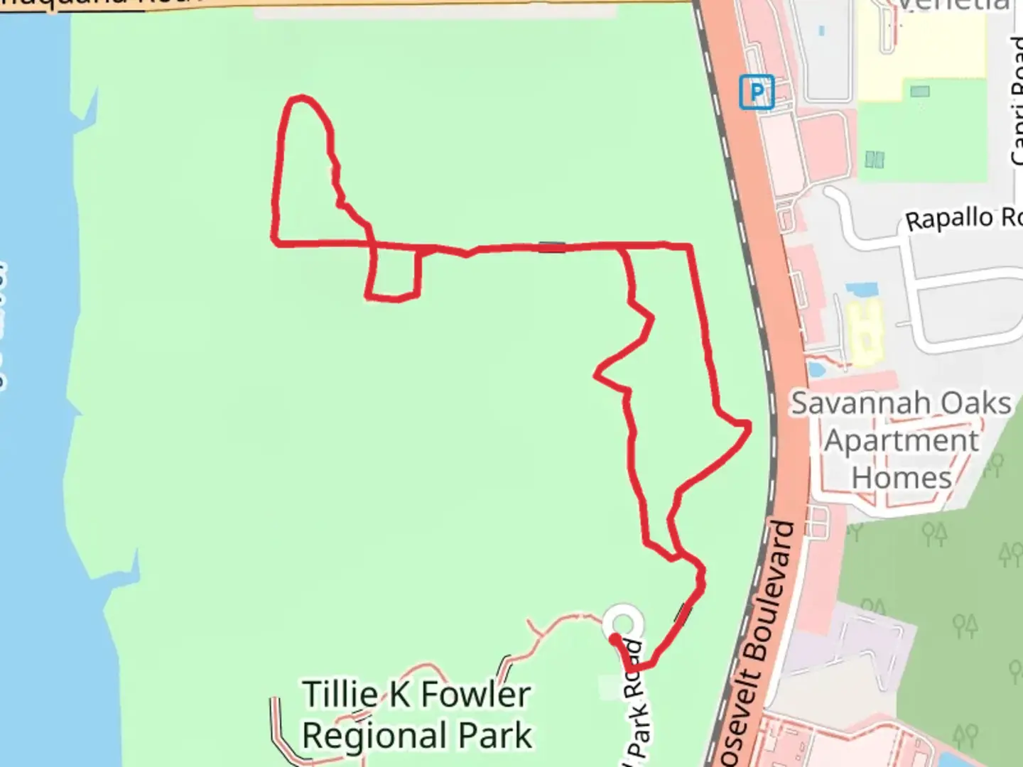 An image depicting the trail Island Trail and its surrounding area.