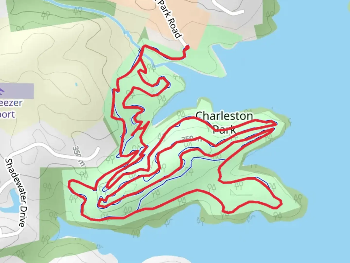 An image depicting the trail Charleston Park Loop Trail and its surrounding area.
