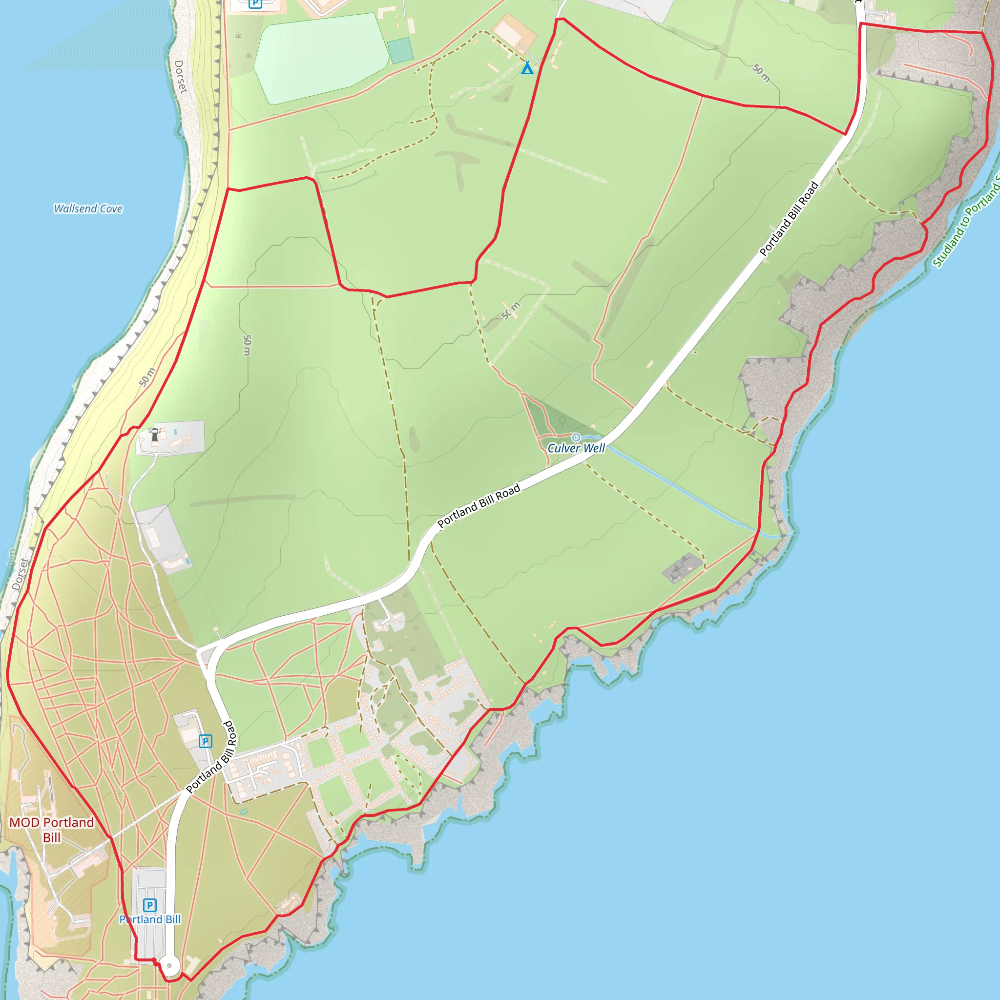 Portland Bill Lighthouse and SW Coastal Path Viewing Point mobile static map