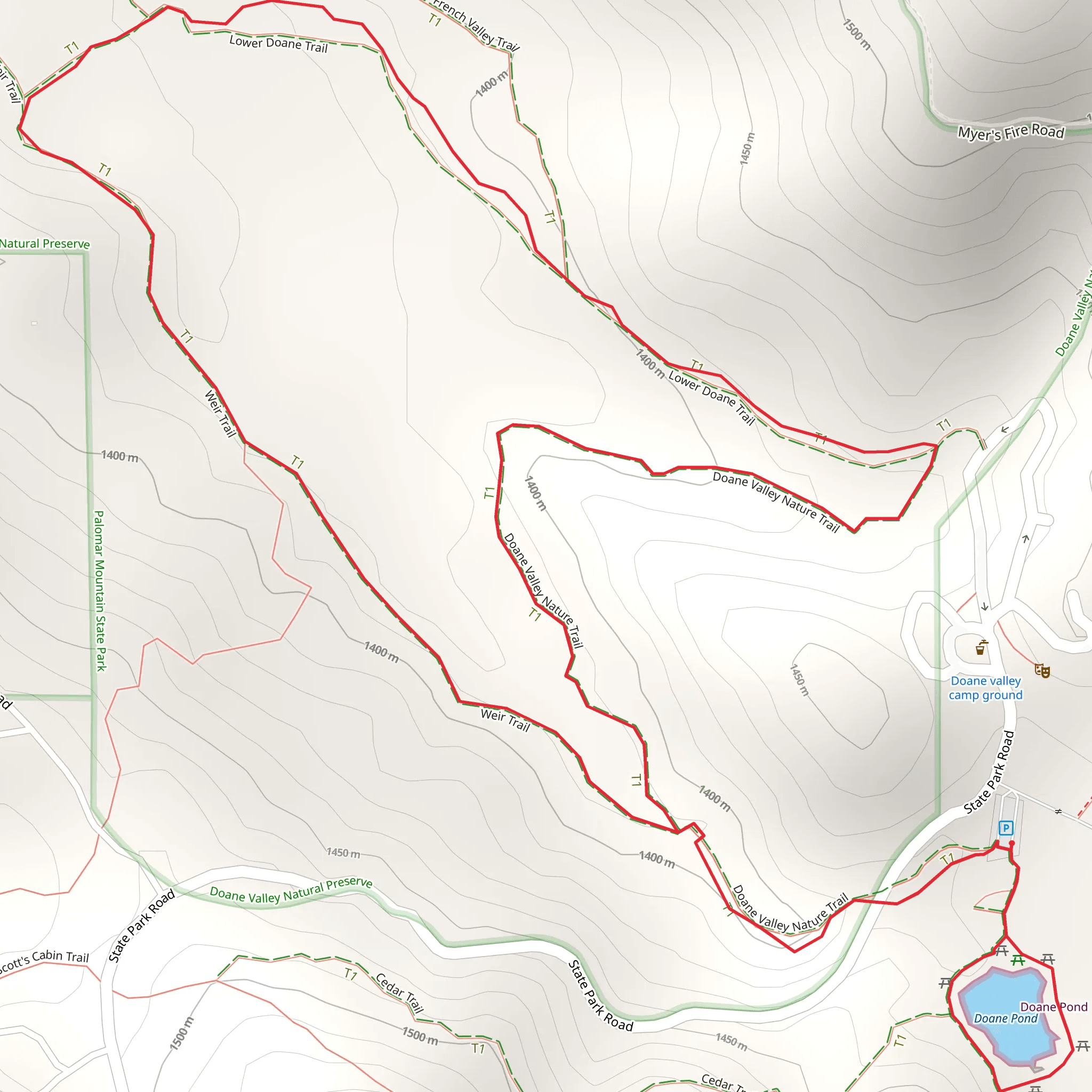Doane Pond Loop and Lower Doane Trail mobile static map
