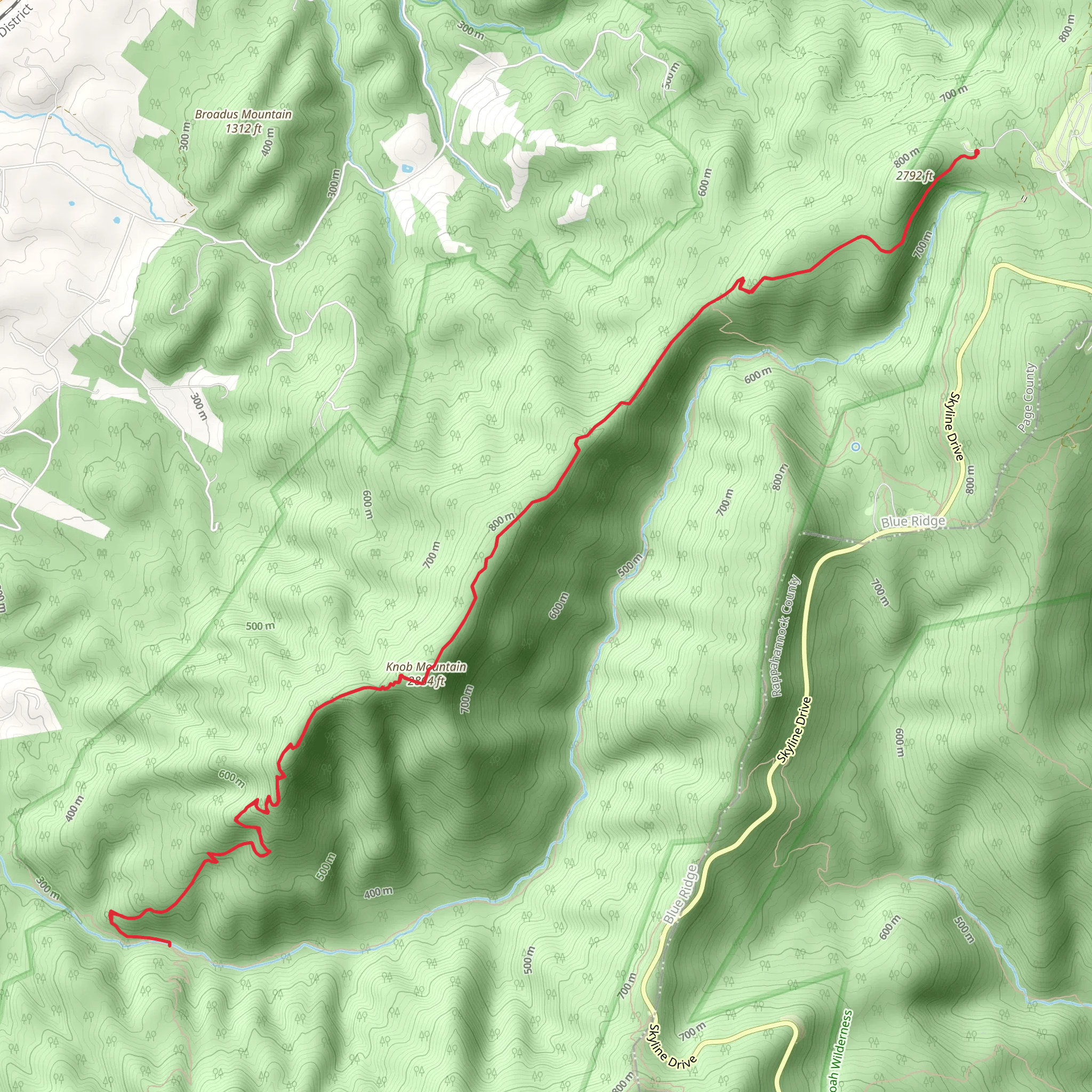 Knob Mountain Trail mobile static map