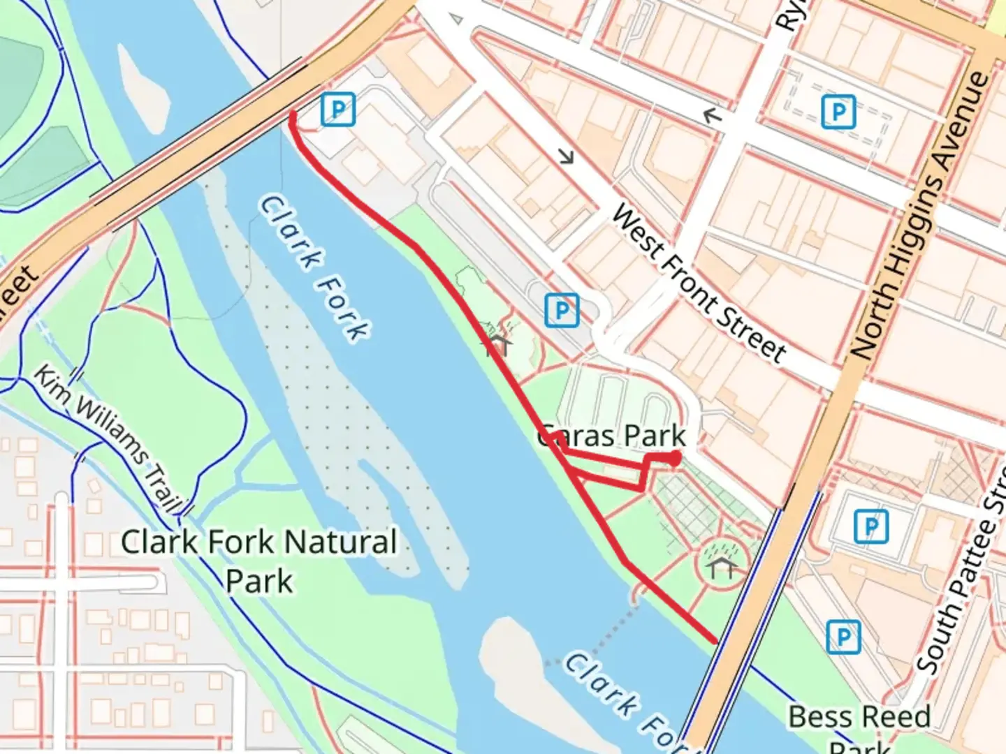 An image depicting the trail Clark Fork Walk and its surrounding area.