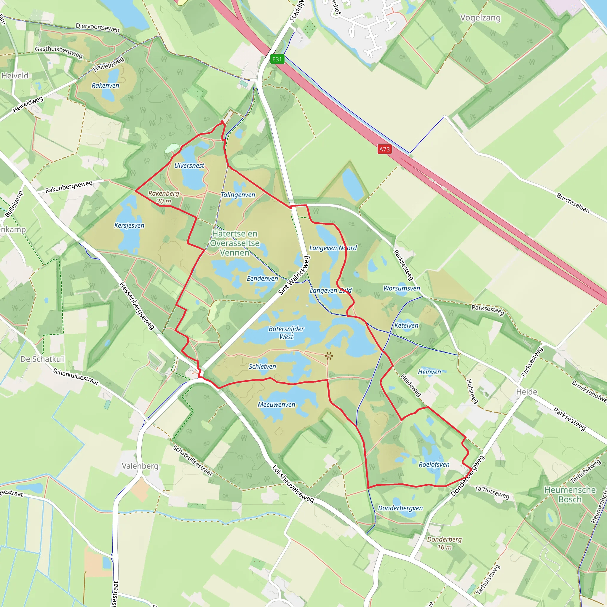 Uiversnest, Botersnijder Zuid, Roelofsven and Langeven Noord Loop mobile static map
