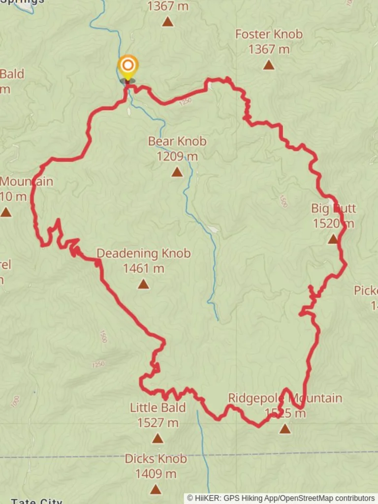 An image depicting the trail Long Branch, Betty Creek Gap, Appalachian and Standing Indian Loop Trail and its surrounding area.