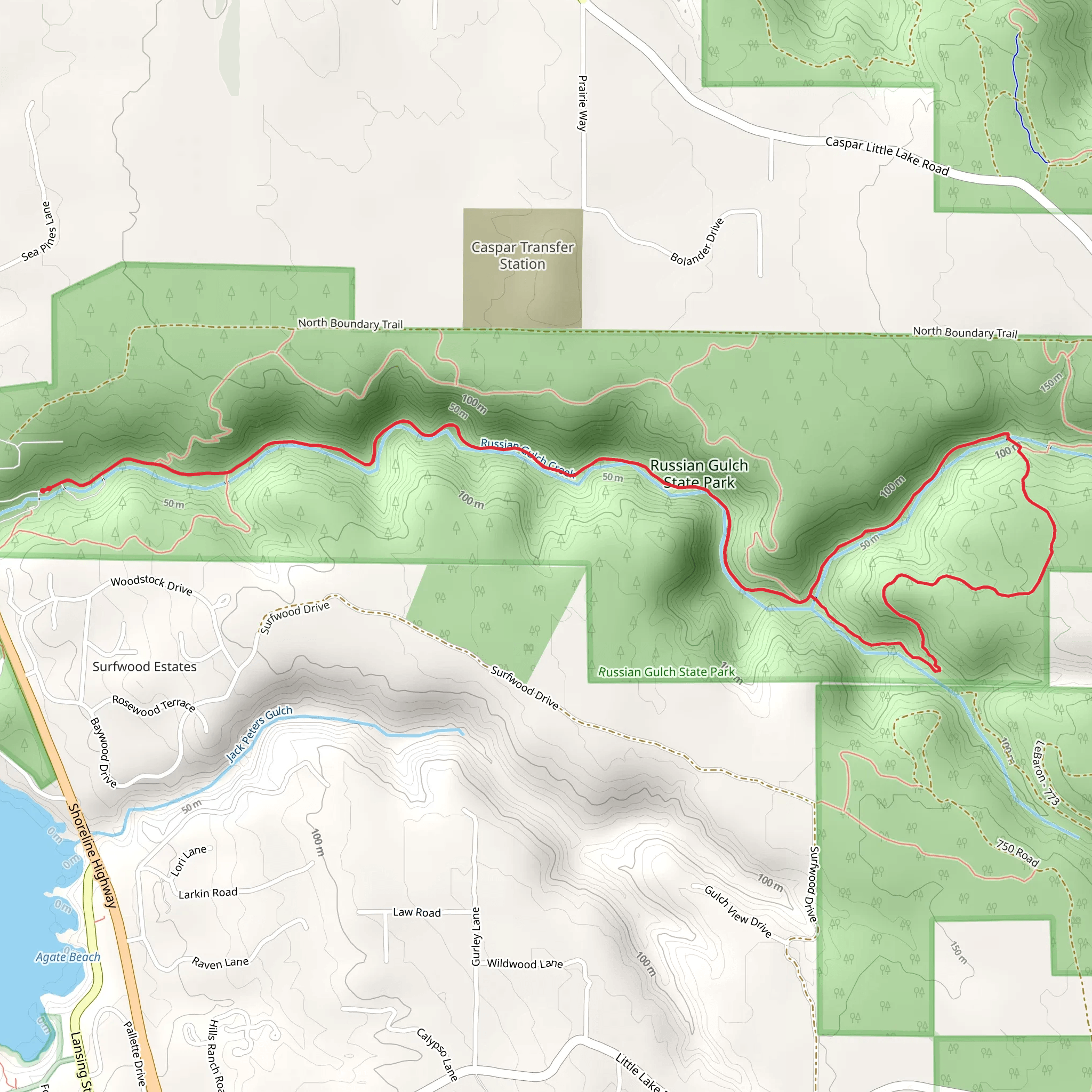Fern Canyon and Falls Loop Trail mobile static map