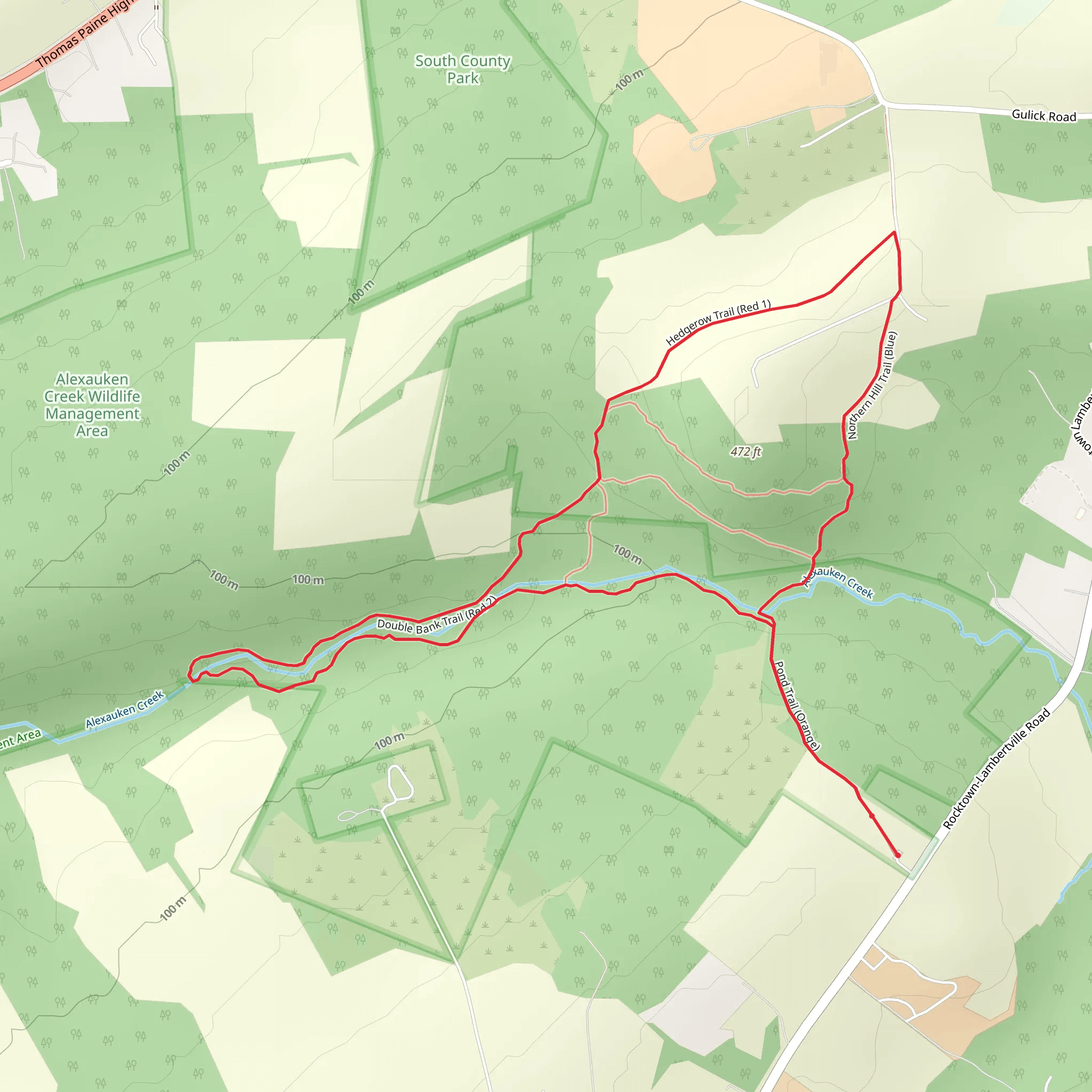Double Bank Trailand Hedgerow Trail - Red 1 - Loop mobile static map