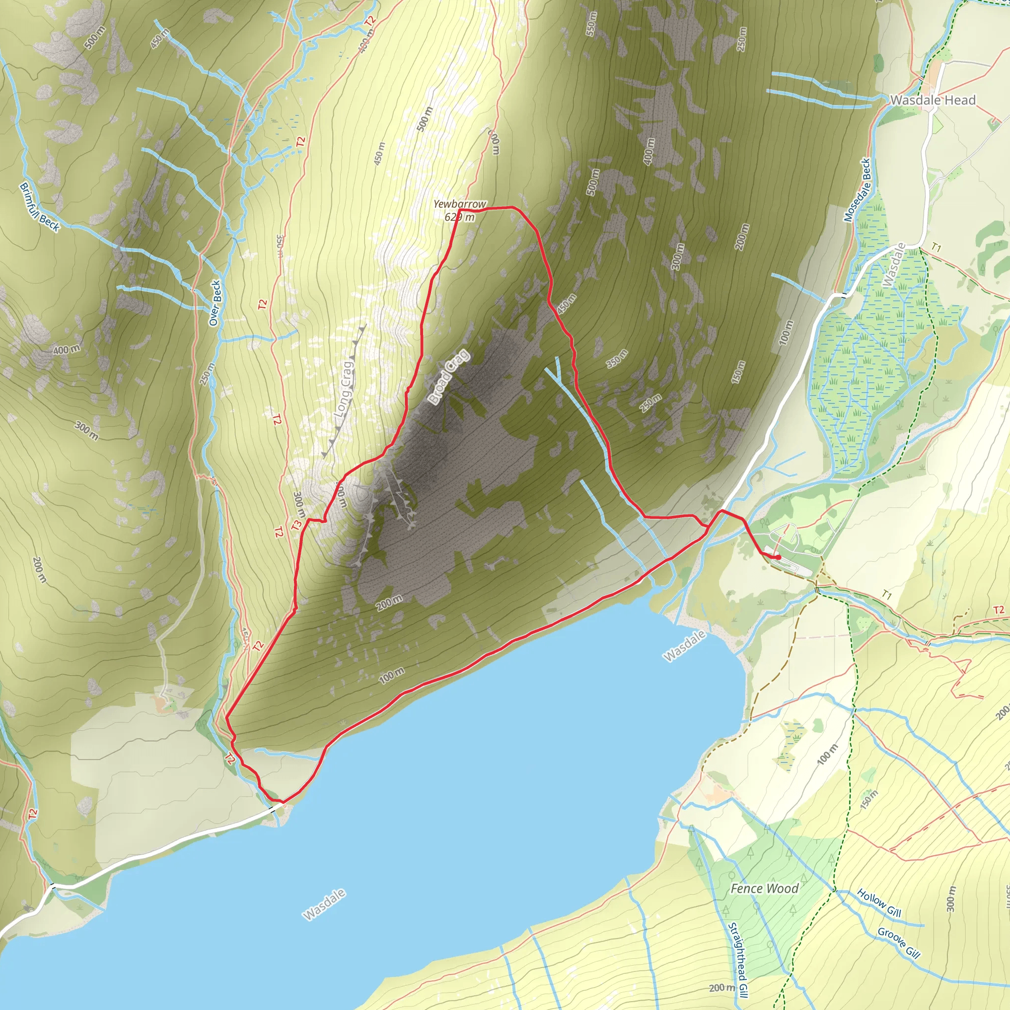 Yewbarrow and Wast Water Walk mobile static map