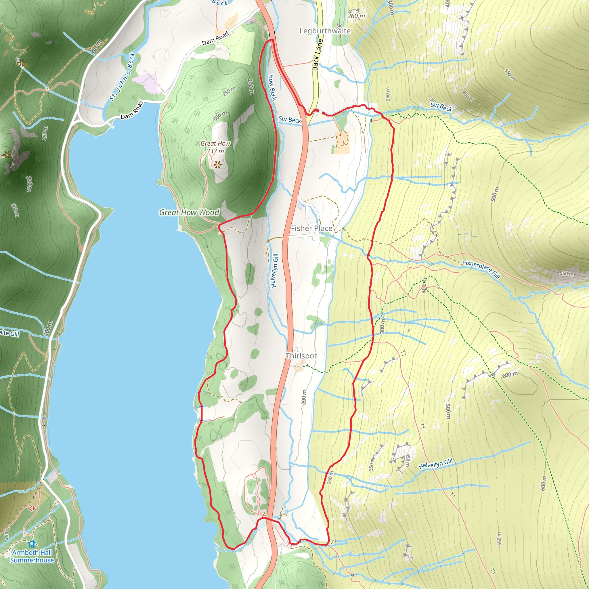 Great How and Fisherplace Gill Waterfalls Loop mobile static map