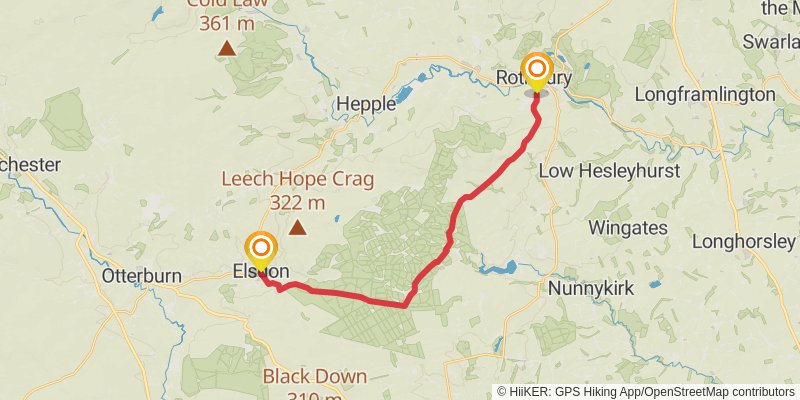 Ravenglass to Berwick - upon - Tweed Walk stage 13 Map