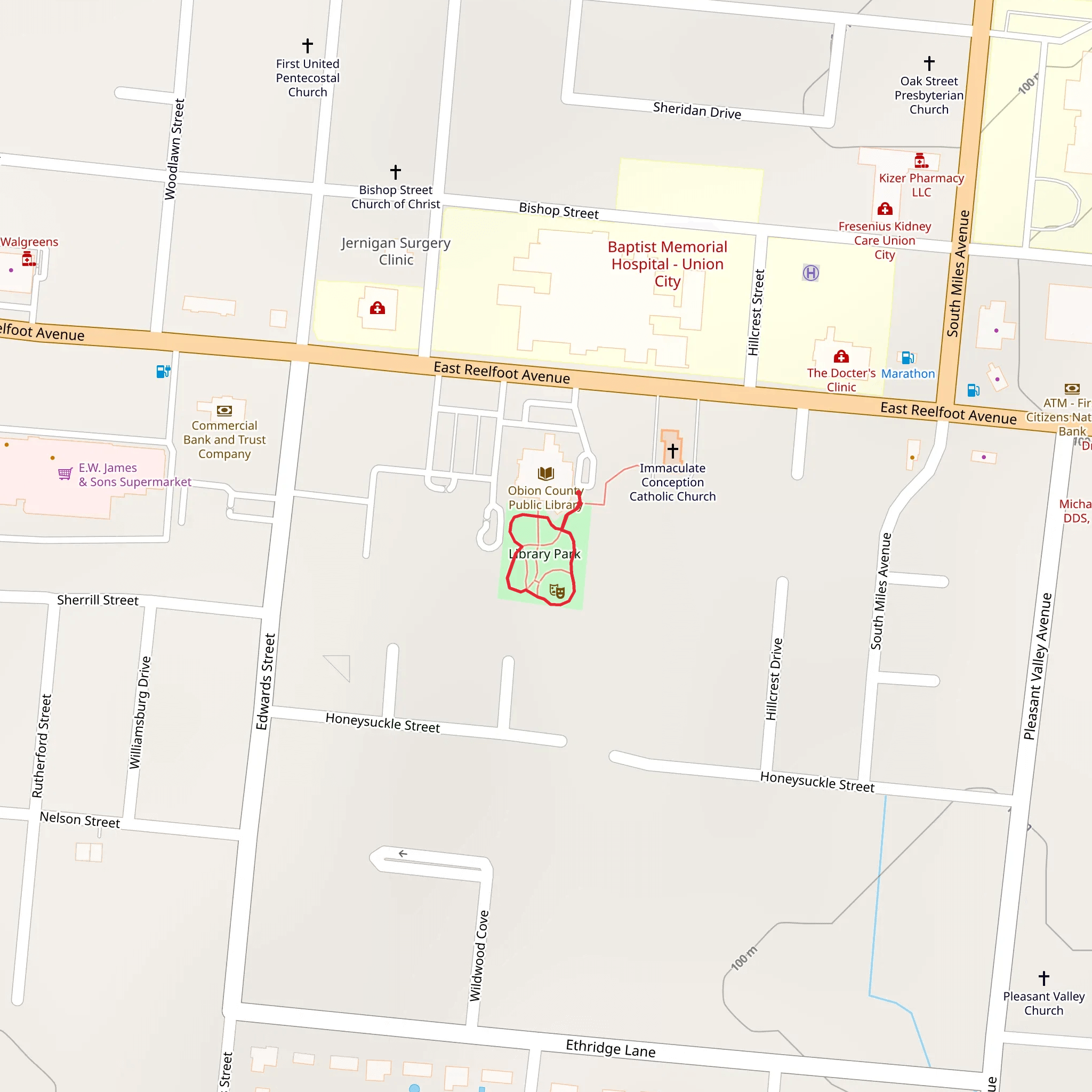 Library Park Loop mobile static map