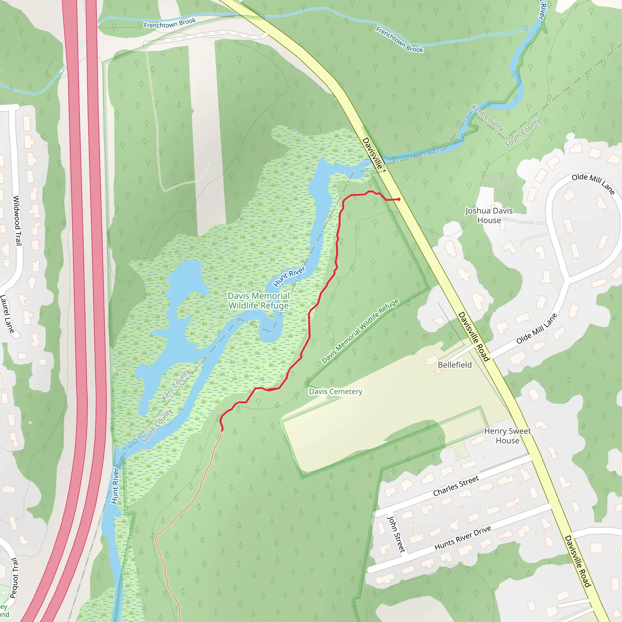 Walk along Hunt River mobile static map