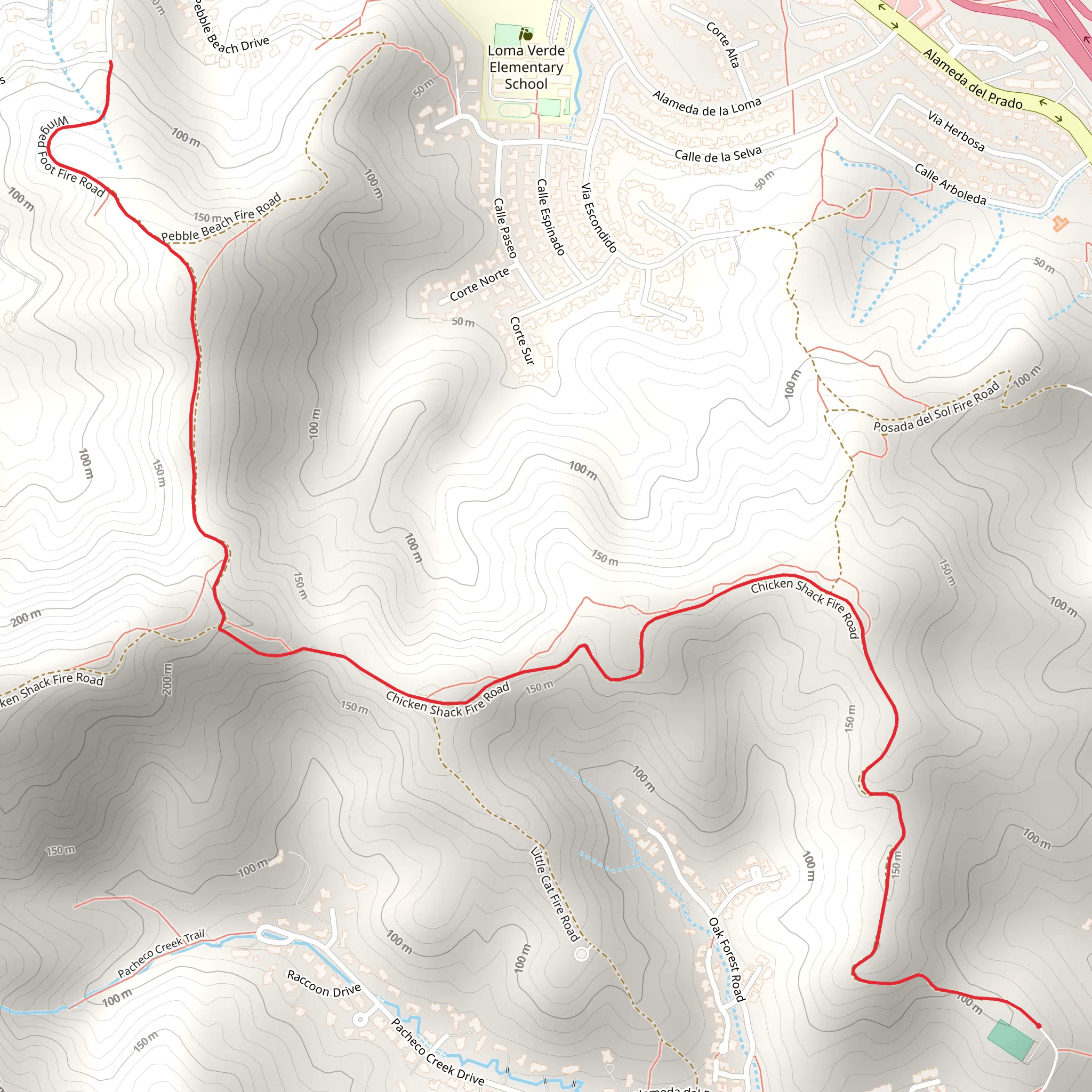 Pebble Beach Fire Road and Chicken Shack Dire Road Walk mobile static map