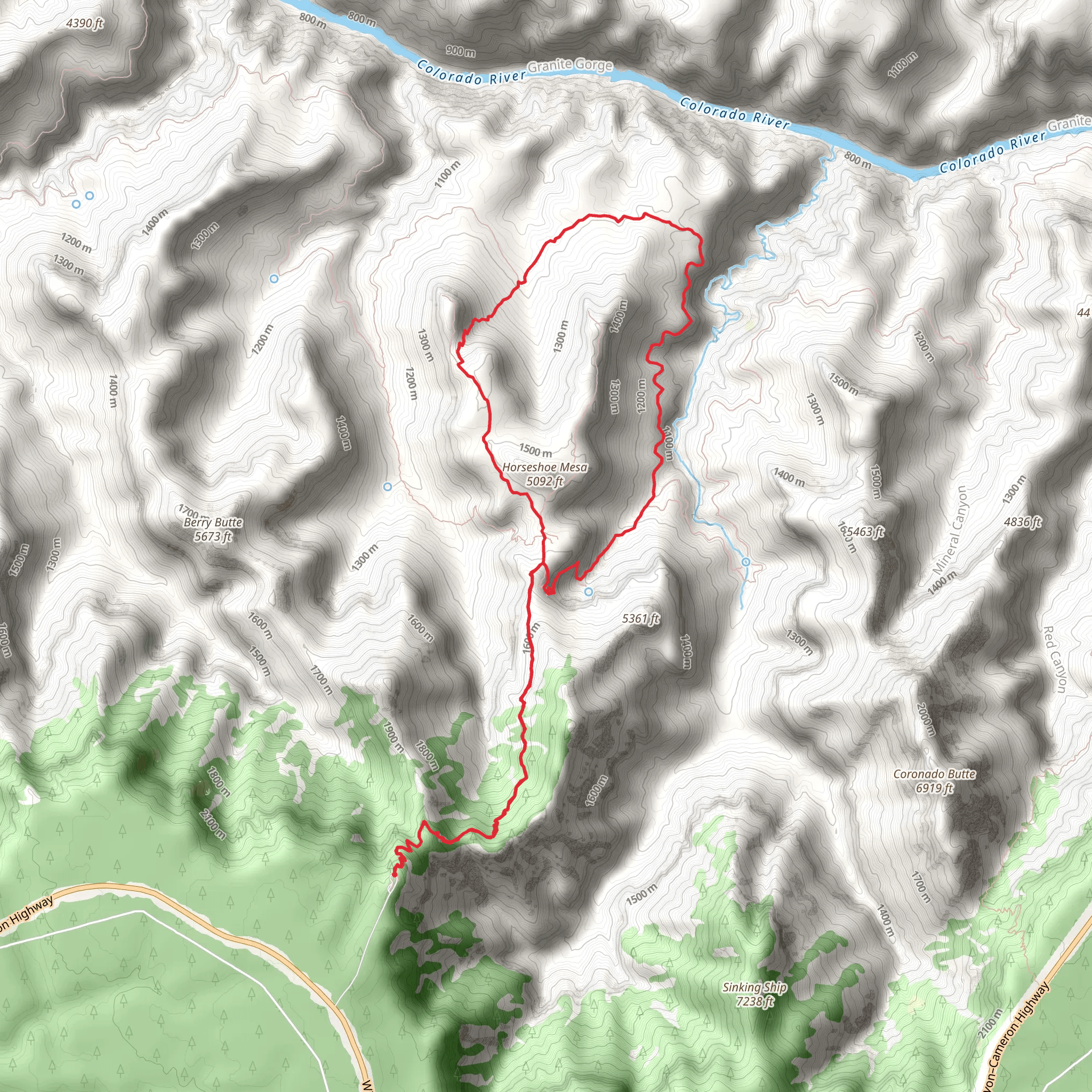 Grandview and Tonto Loop Trail mobile static map