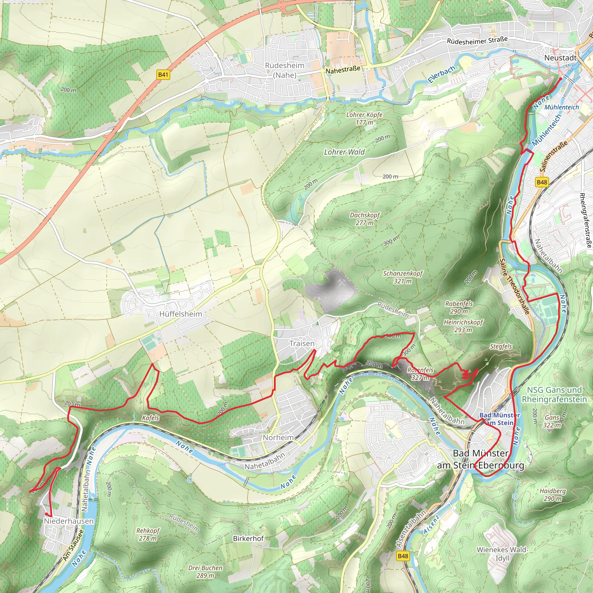 Niederhausen to Bad Kreuznach Walk mobile static map