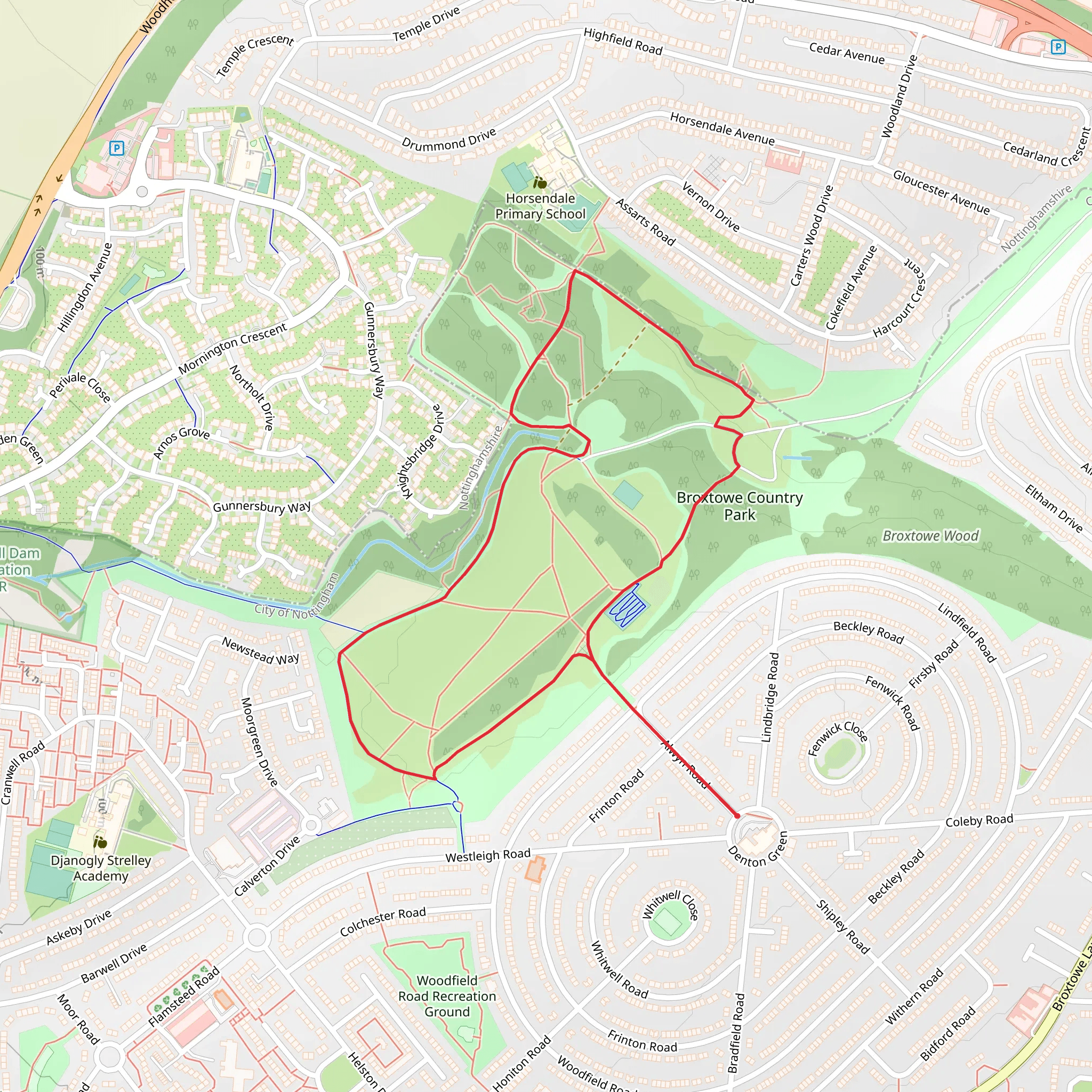 Broxtowe Country Park Loop mobile static map