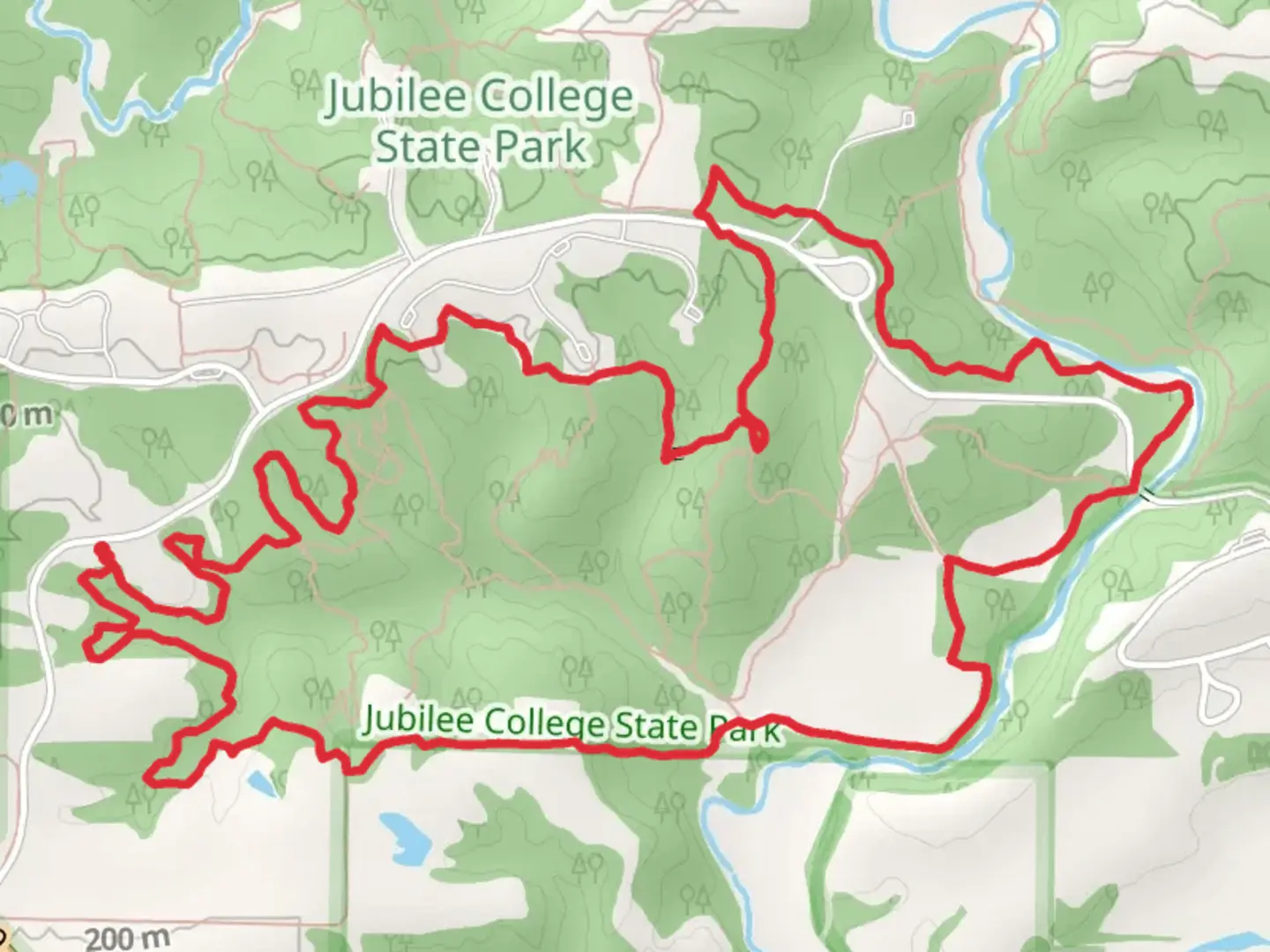 An image depicting the trail Plank Trail, Lower Culvert and Park Loop Trail and its surrounding area.