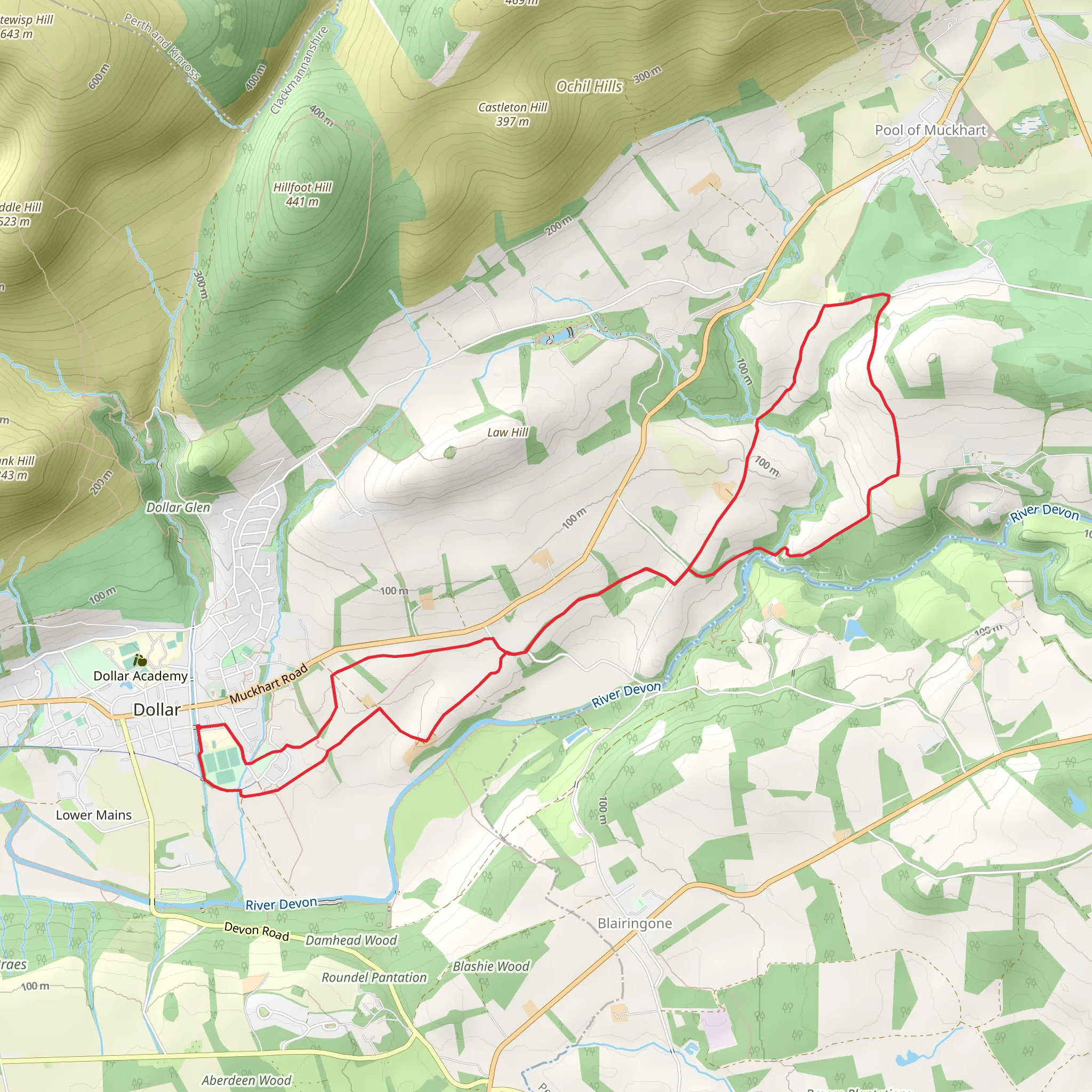 Dollar and Muckhart Mill mobile static map
