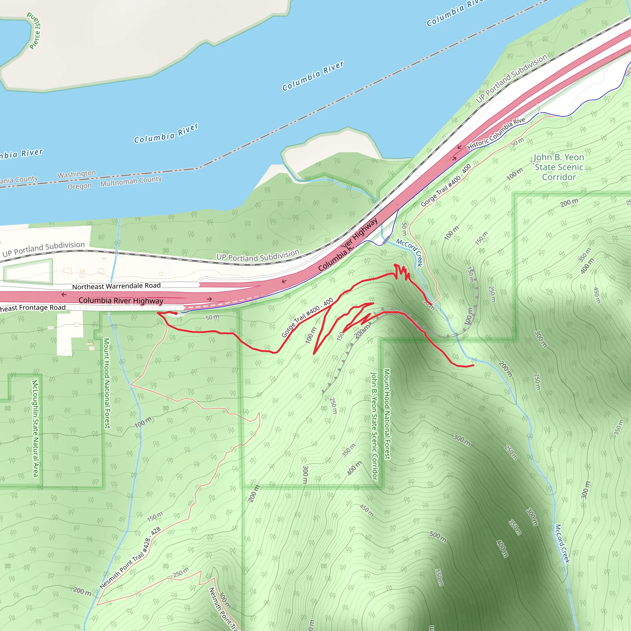 Upper McCord Creek Falls and Gorge Trail mobile static map