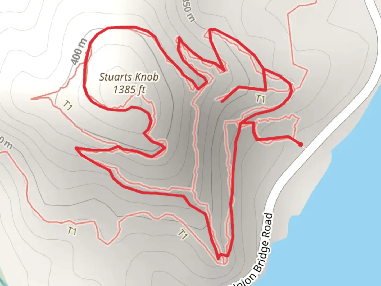 An image depicting the trail Iron Mine and Stuart's Knob Loop Trail and its surrounding area.