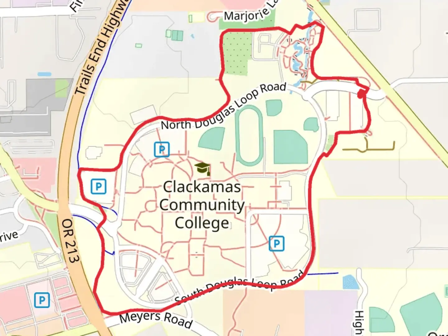 An image depicting the trail Clackamas Community College Loop Trail and its surrounding area.