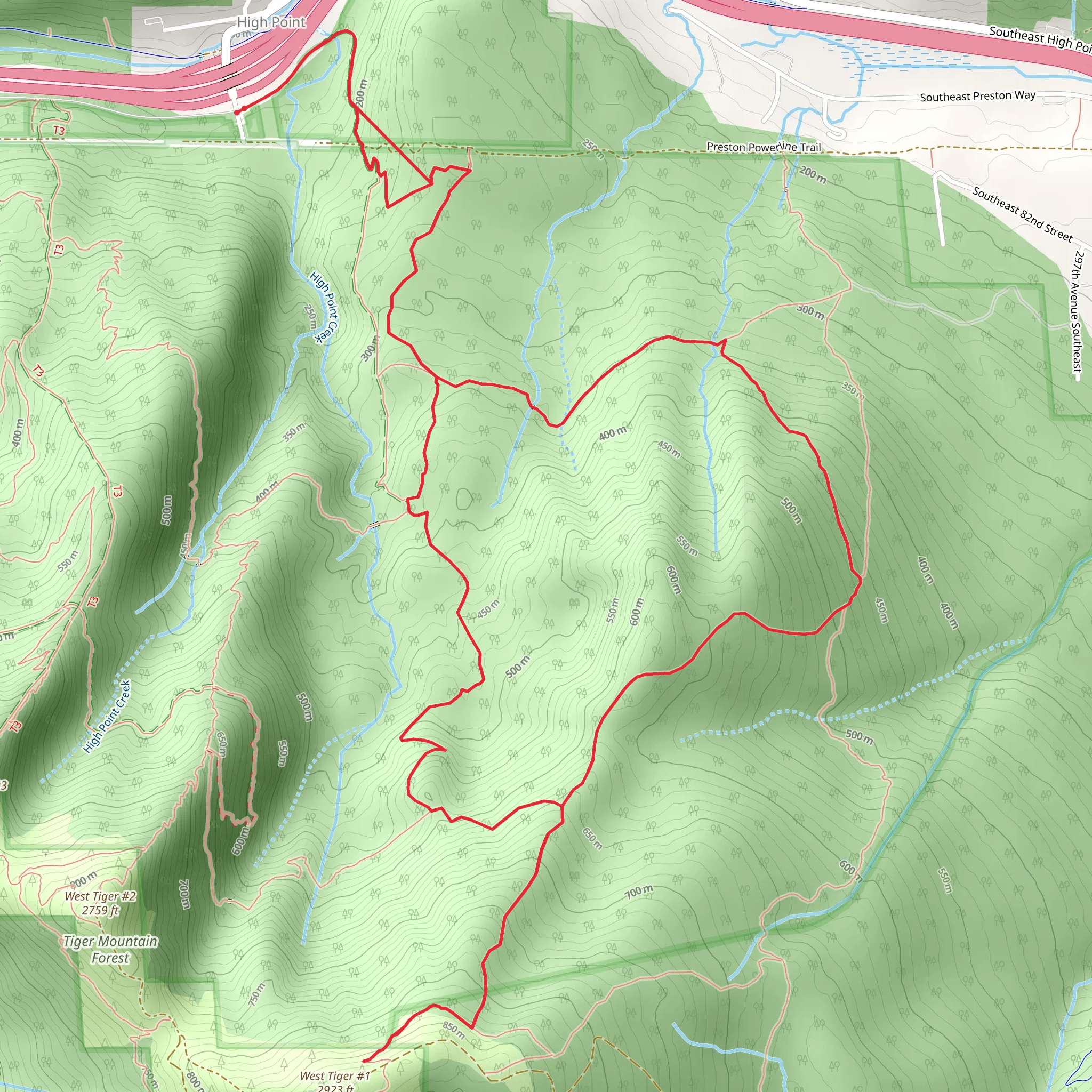 High Point Trail and Preston Trail mobile static map