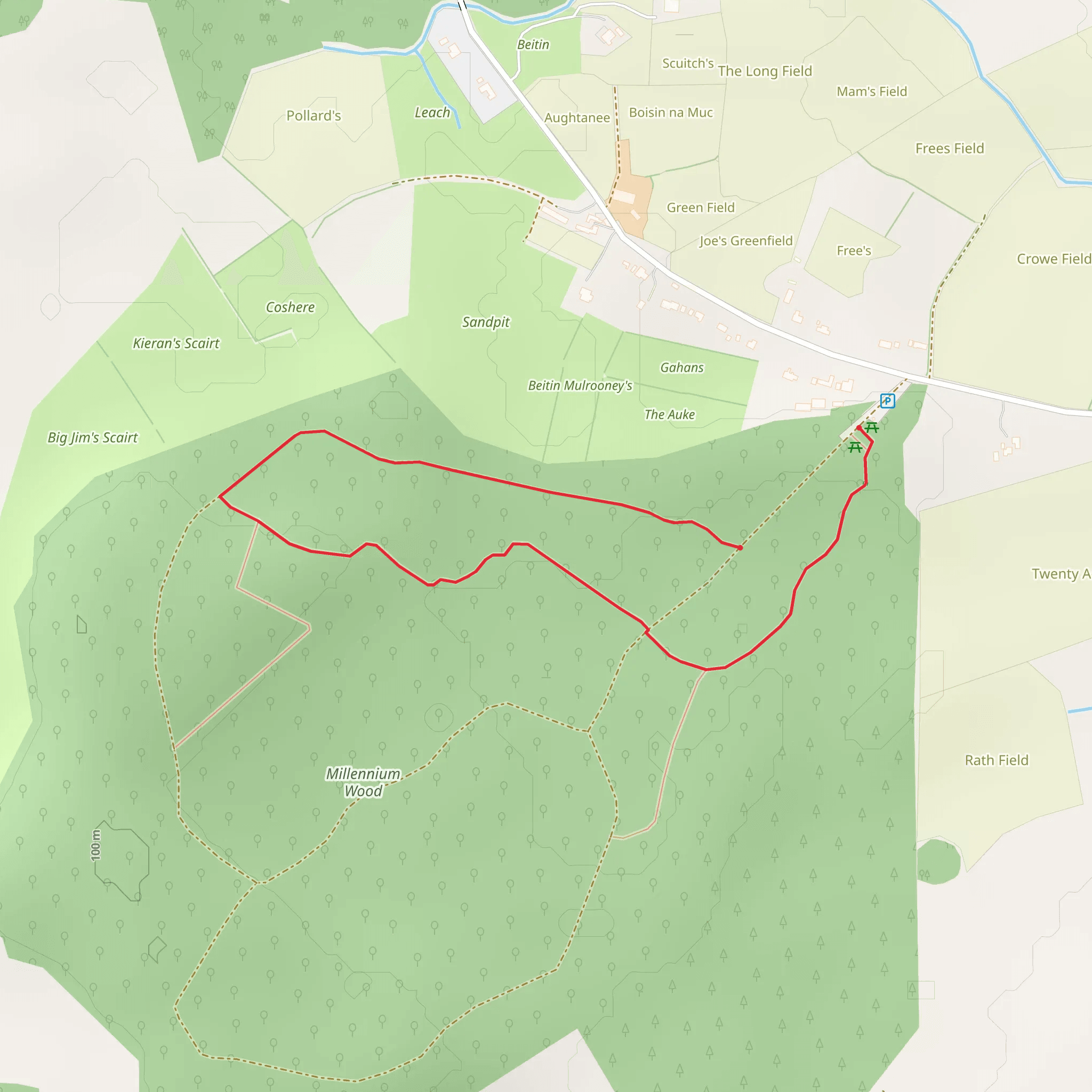 Coille an Fhaltaigh Millennium Park - Green Trail mobile static map