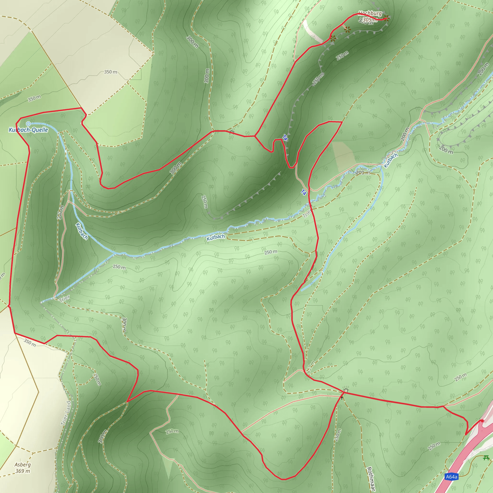 Eifelkreuz, Genovevahohle and Hochburg Loop mobile static map