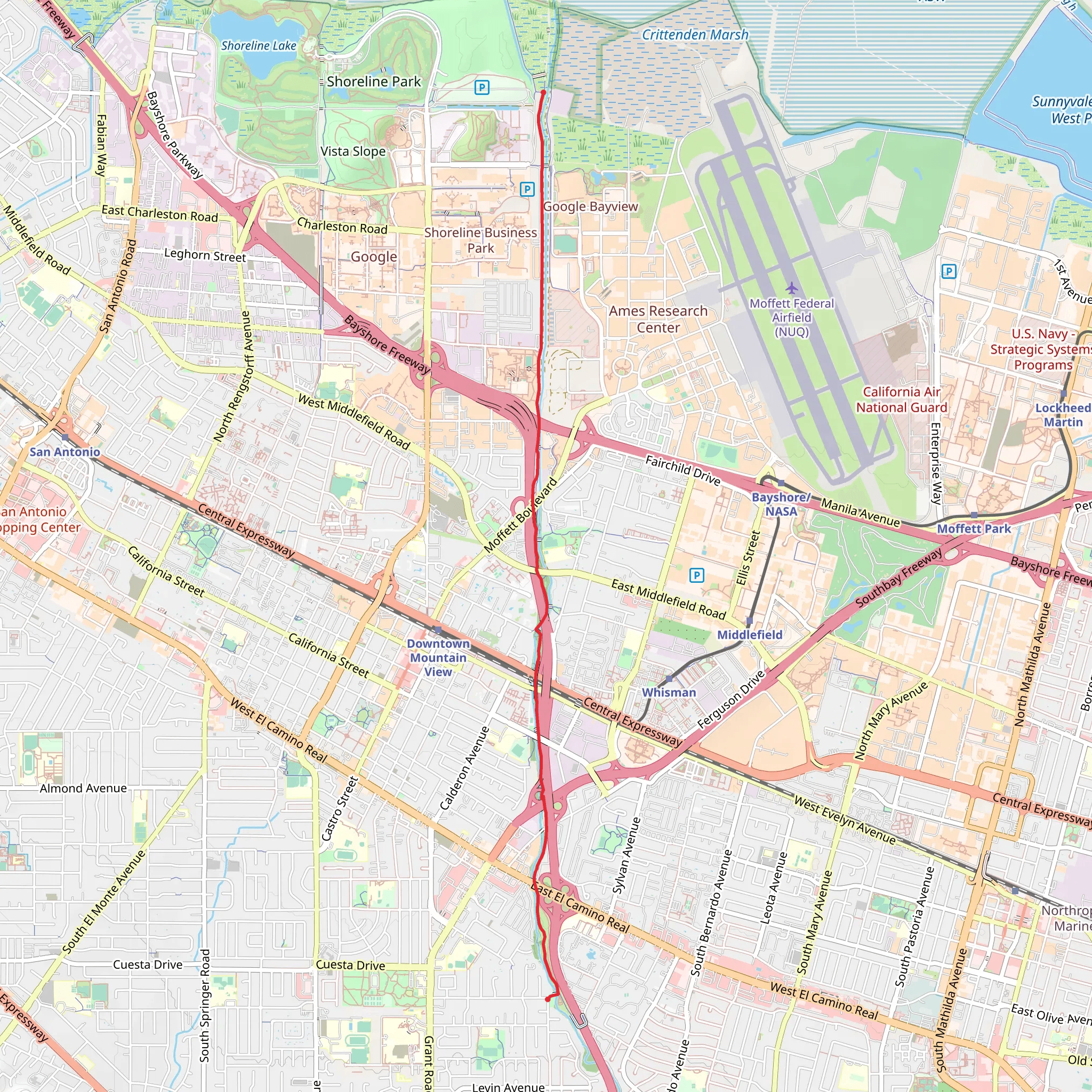 Stevens Creek Trail mobile static map