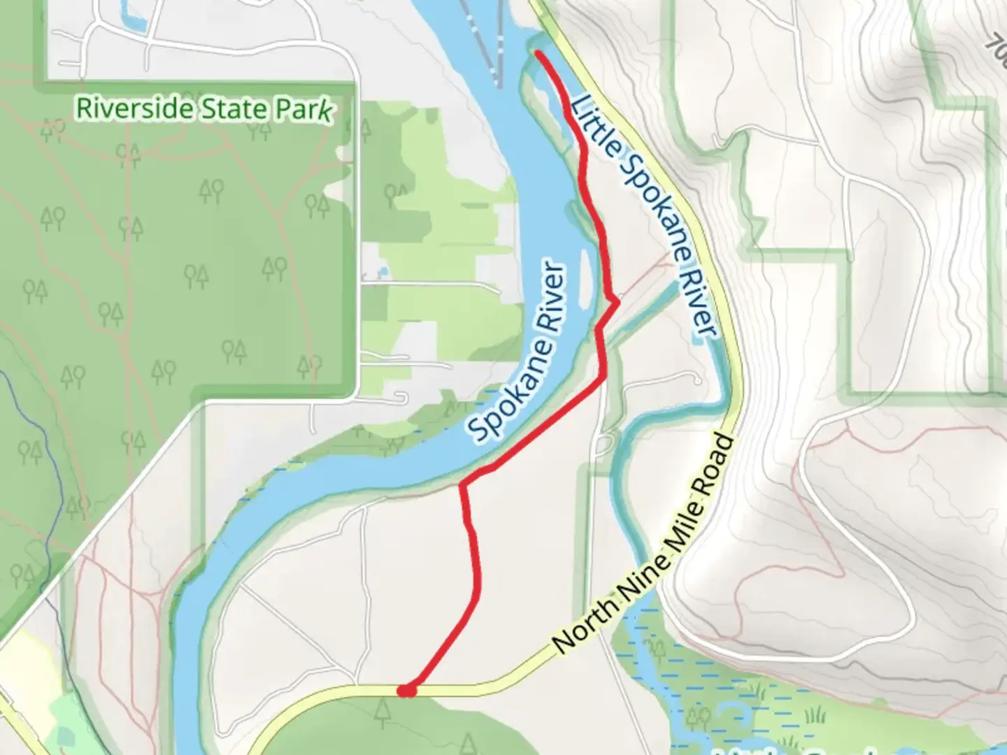 An image depicting the trail Spokane House Interpretive Center Walk and its surrounding area.