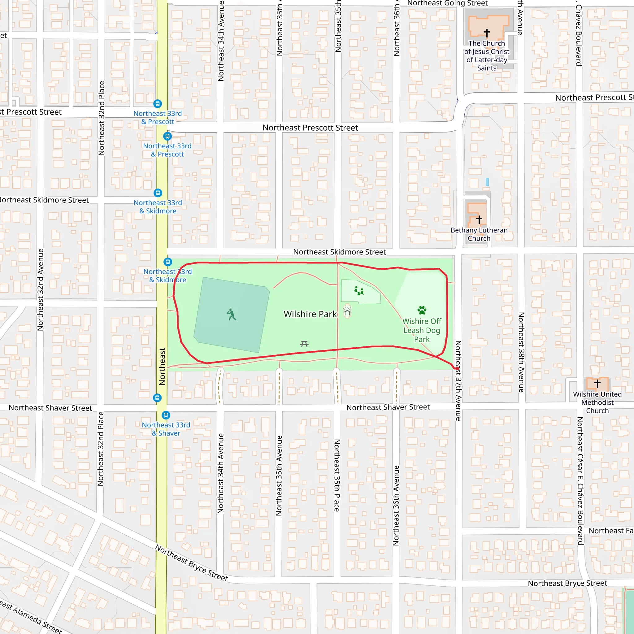 Wilshire Park Loop mobile static map