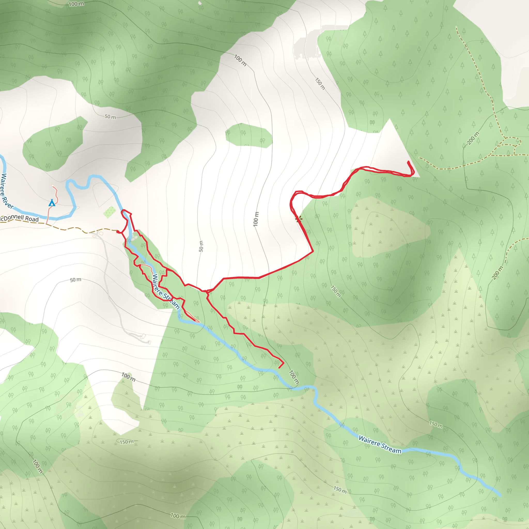 Wairere Boulders Loop mobile static map