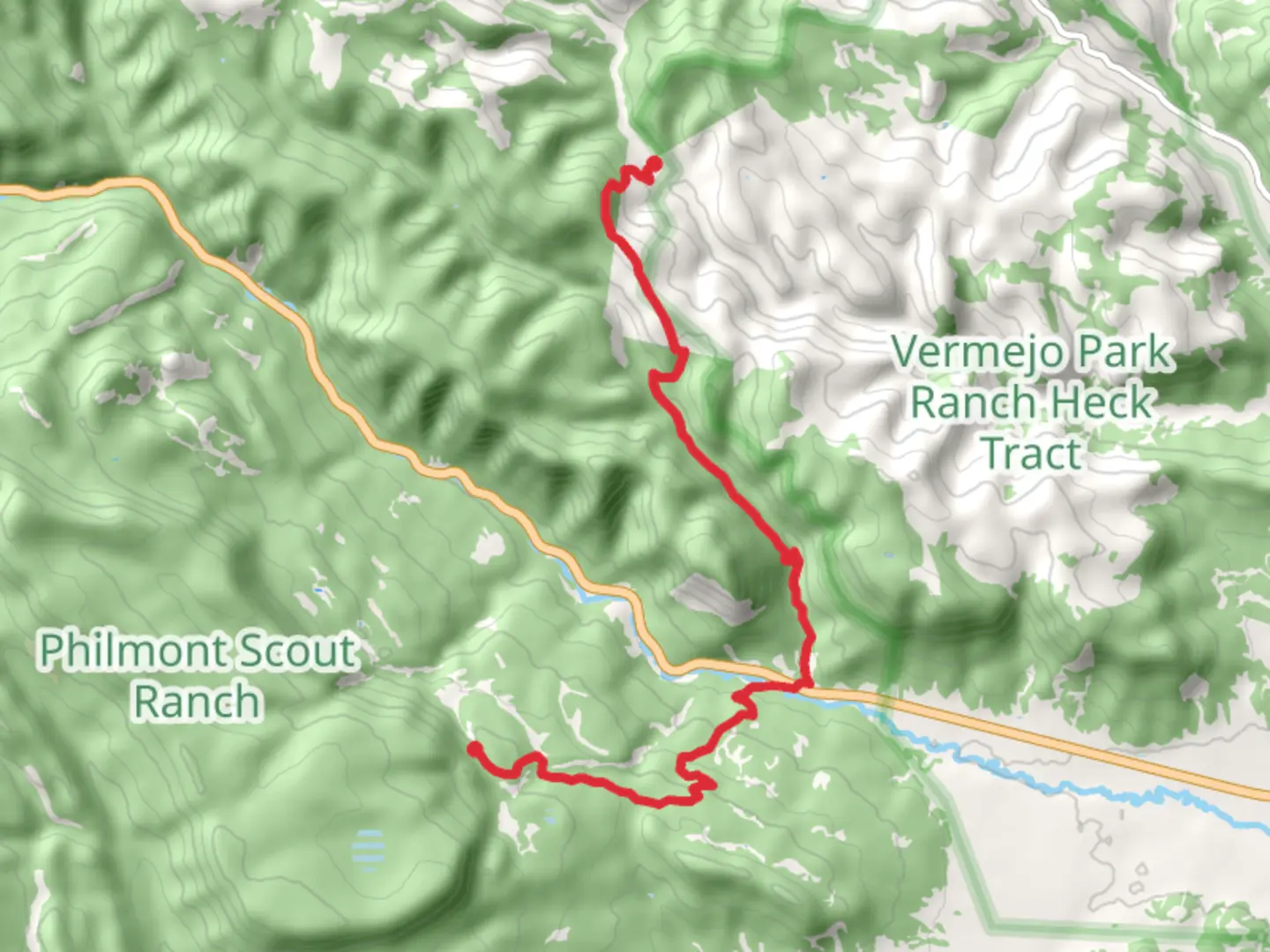 An image depicting the trail Dean Cow Camp to Harlan Camp and its surrounding area.
