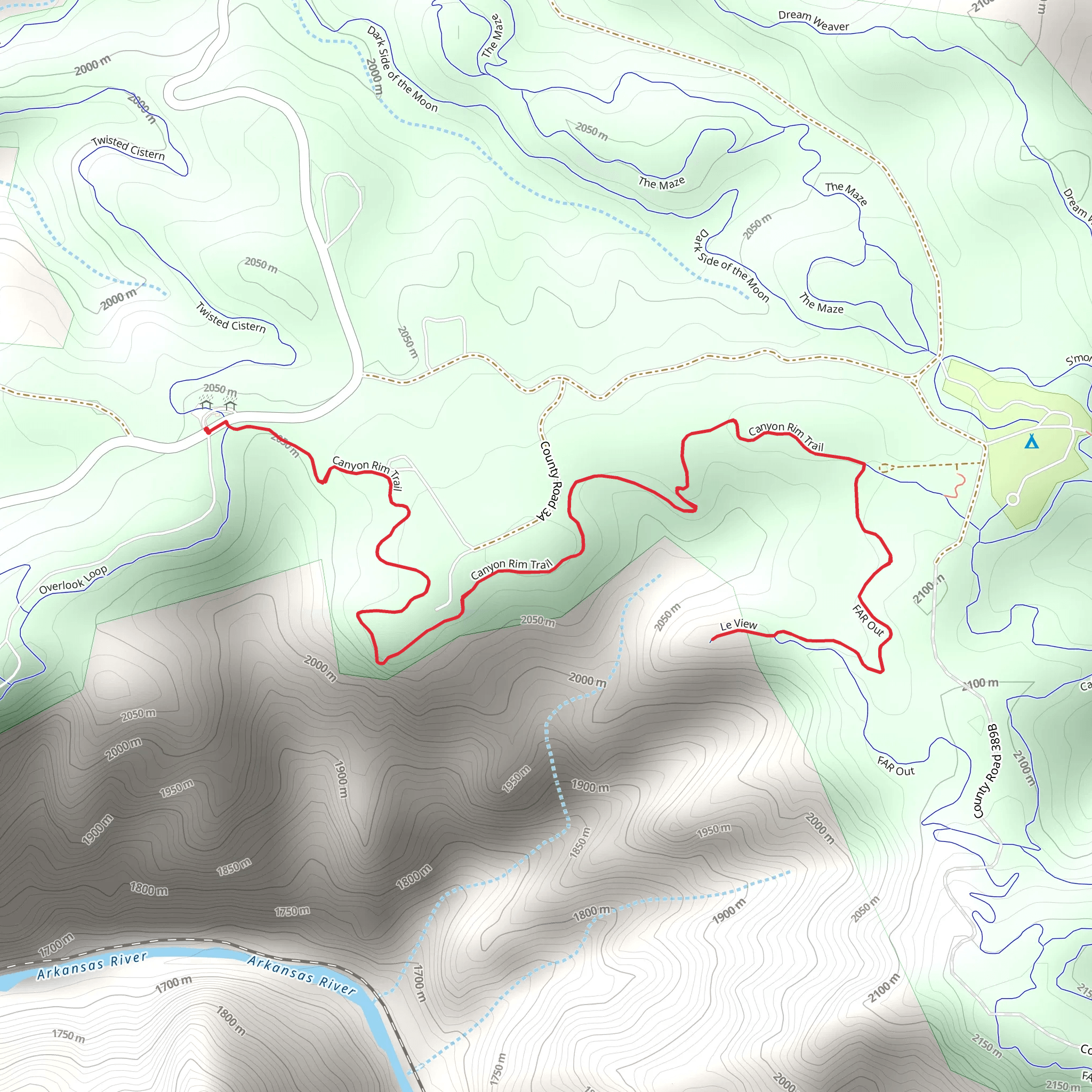 Carrier Rim Trail and Far Out in Royal Gorge Park mobile static map