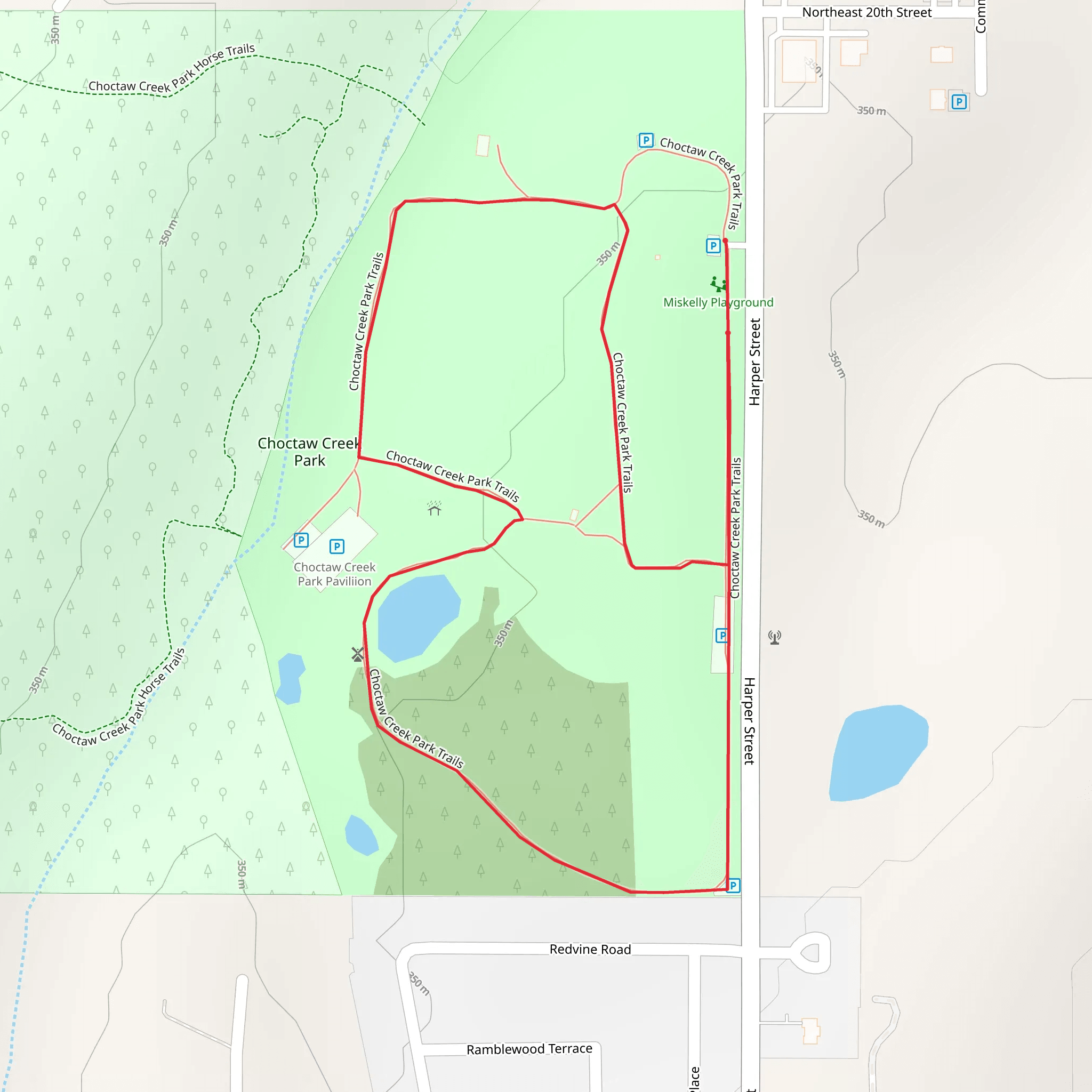 Choctaw Creek Park Loop Trail mobile static map
