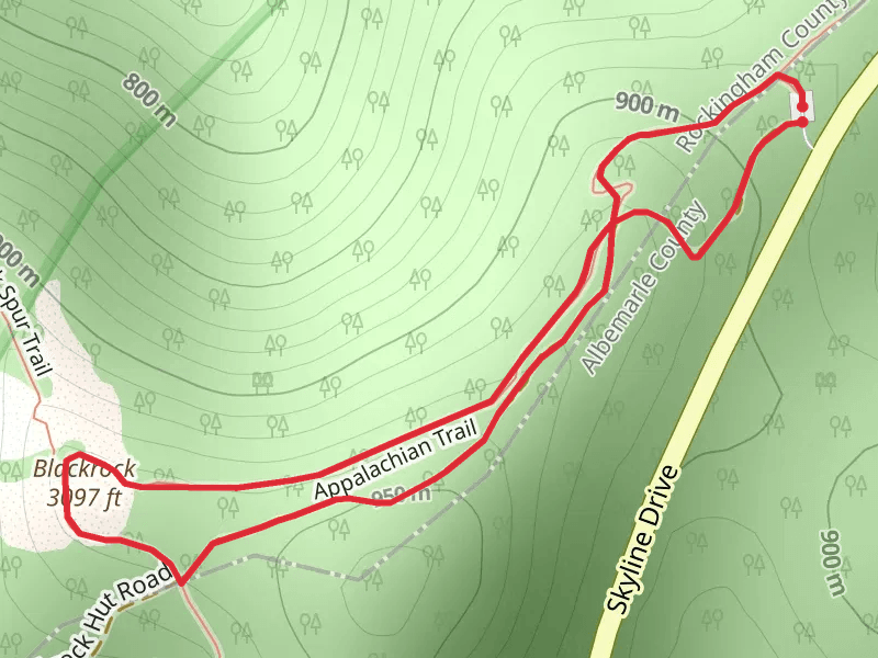 Blackrock Summit via Trayfoot Mountain and Appalachian Trail mobile static map
