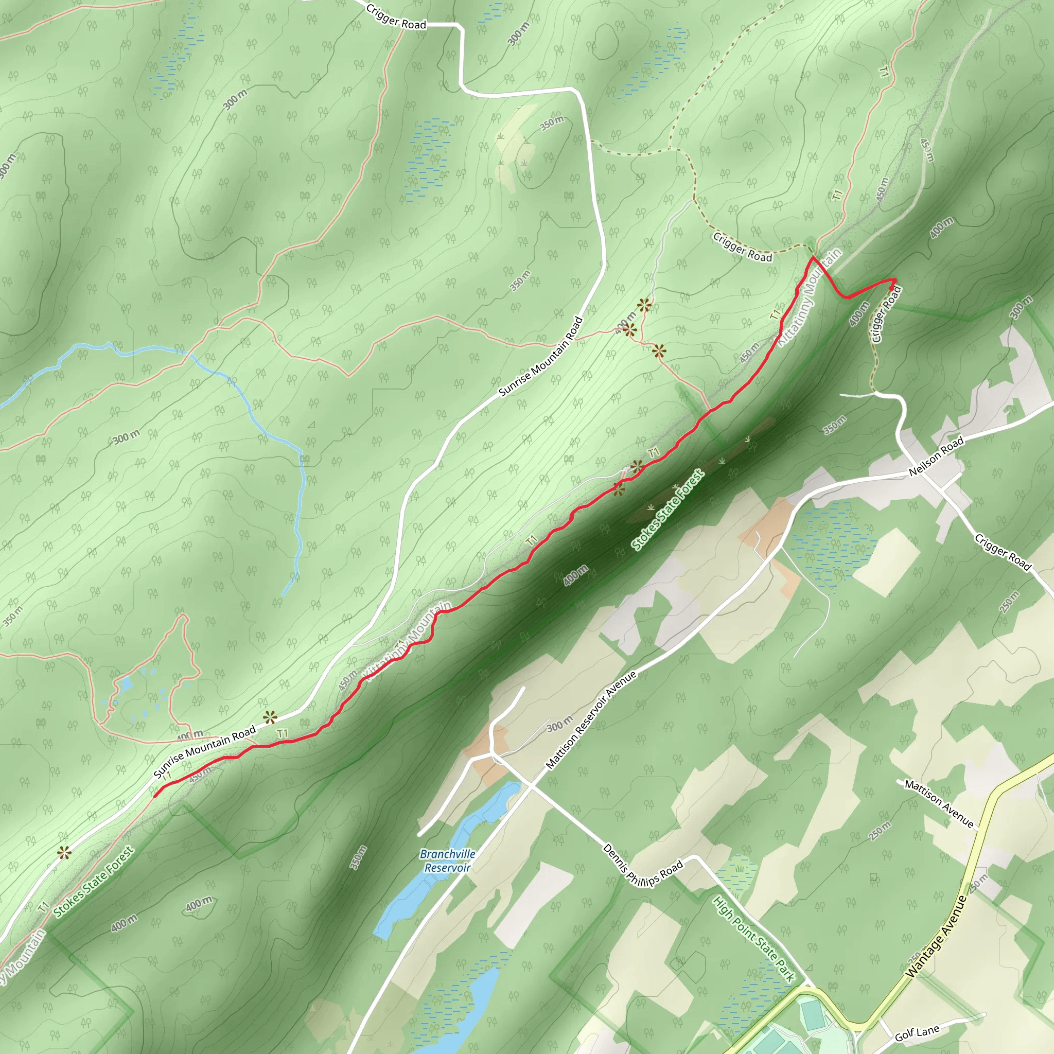 Sunrise Mountain via Appalachian Trail - Short mobile static map