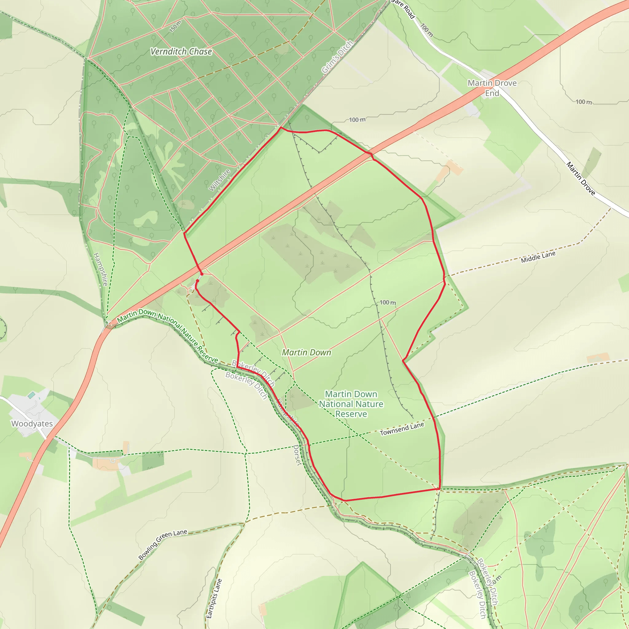 Martin Down Nature Reserve Loop mobile static map