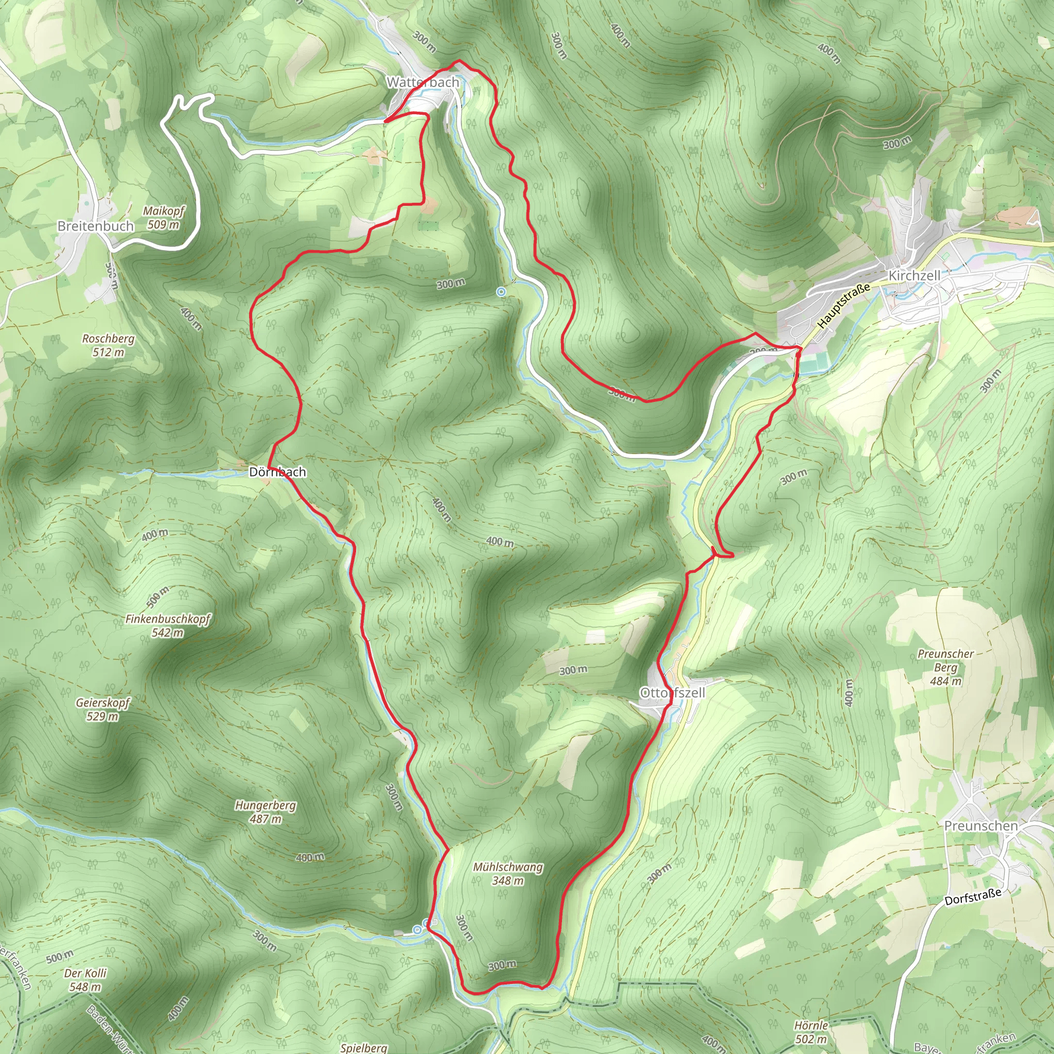 Kirchzell and Watterbach Loop mobile static map