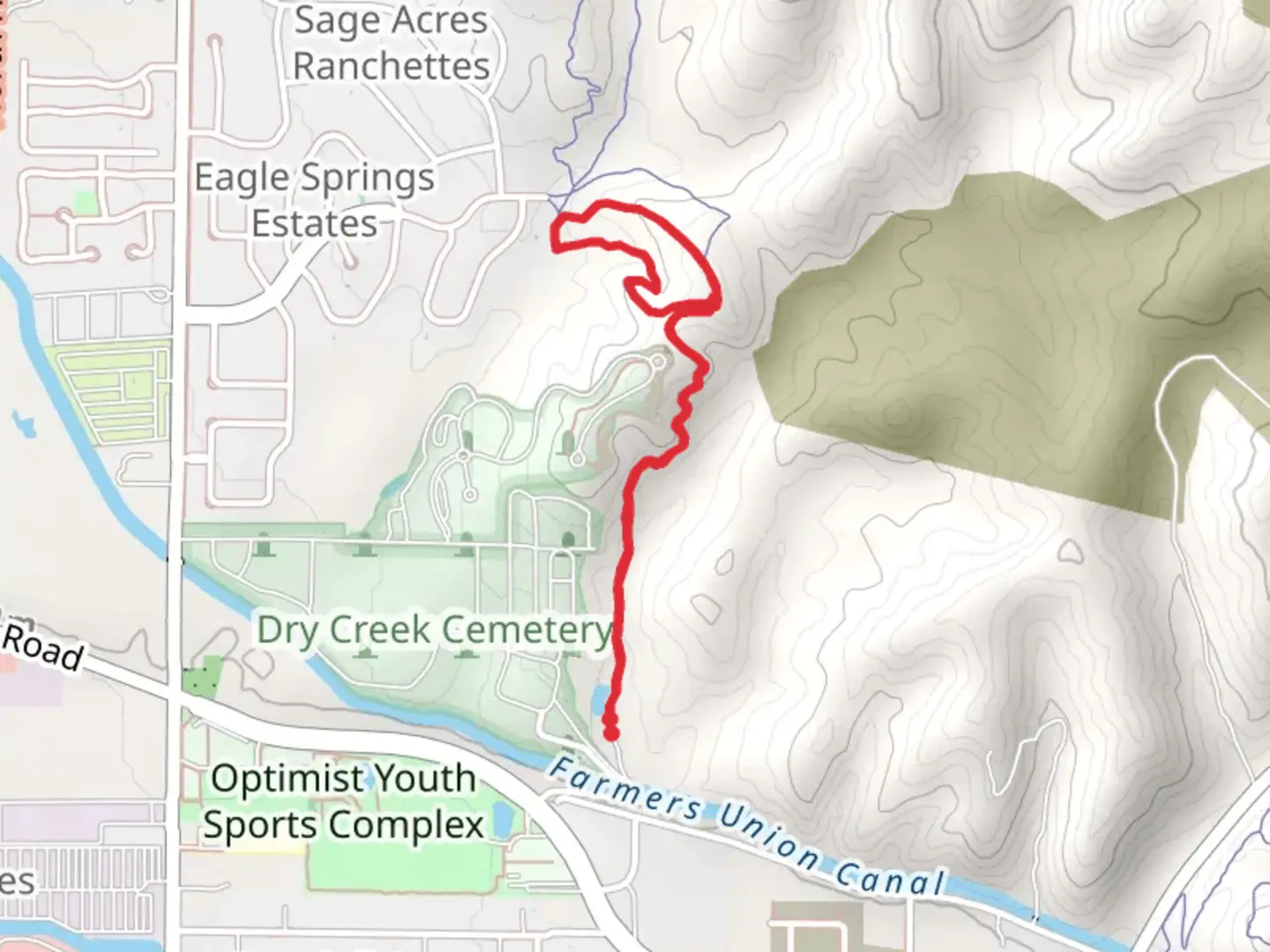 An image depicting the trail Big Springs Loop - Veteran's Trail and its surrounding area.