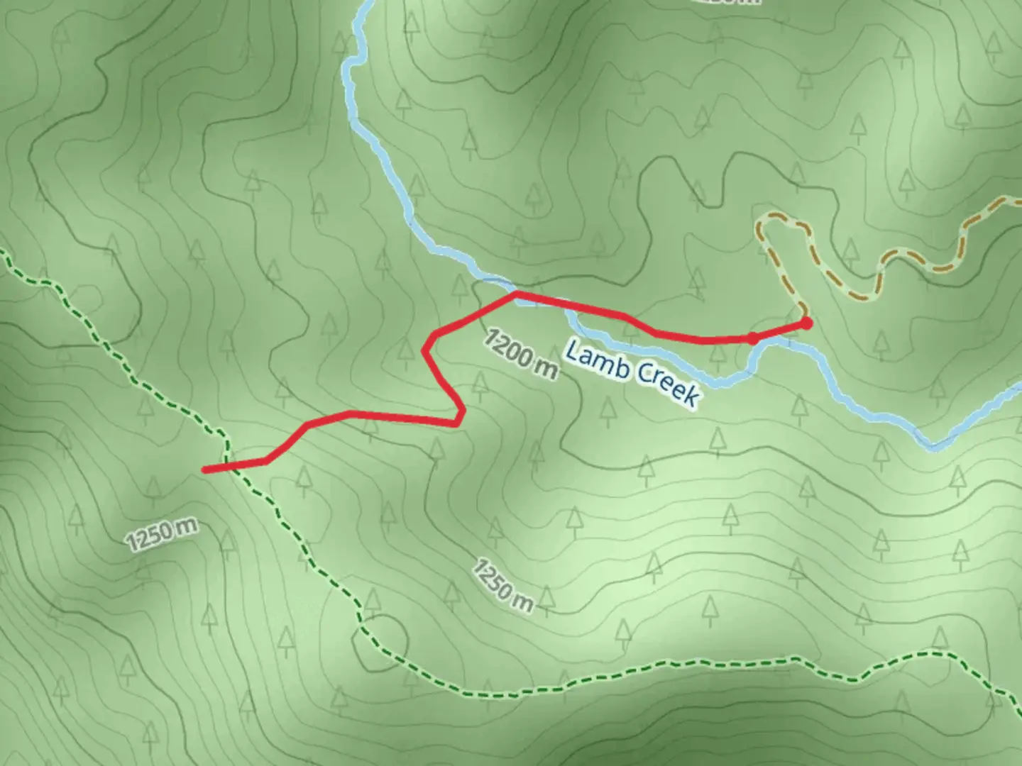 An image depicting the trail Upper Lamb Cutoff Trail and its surrounding area.