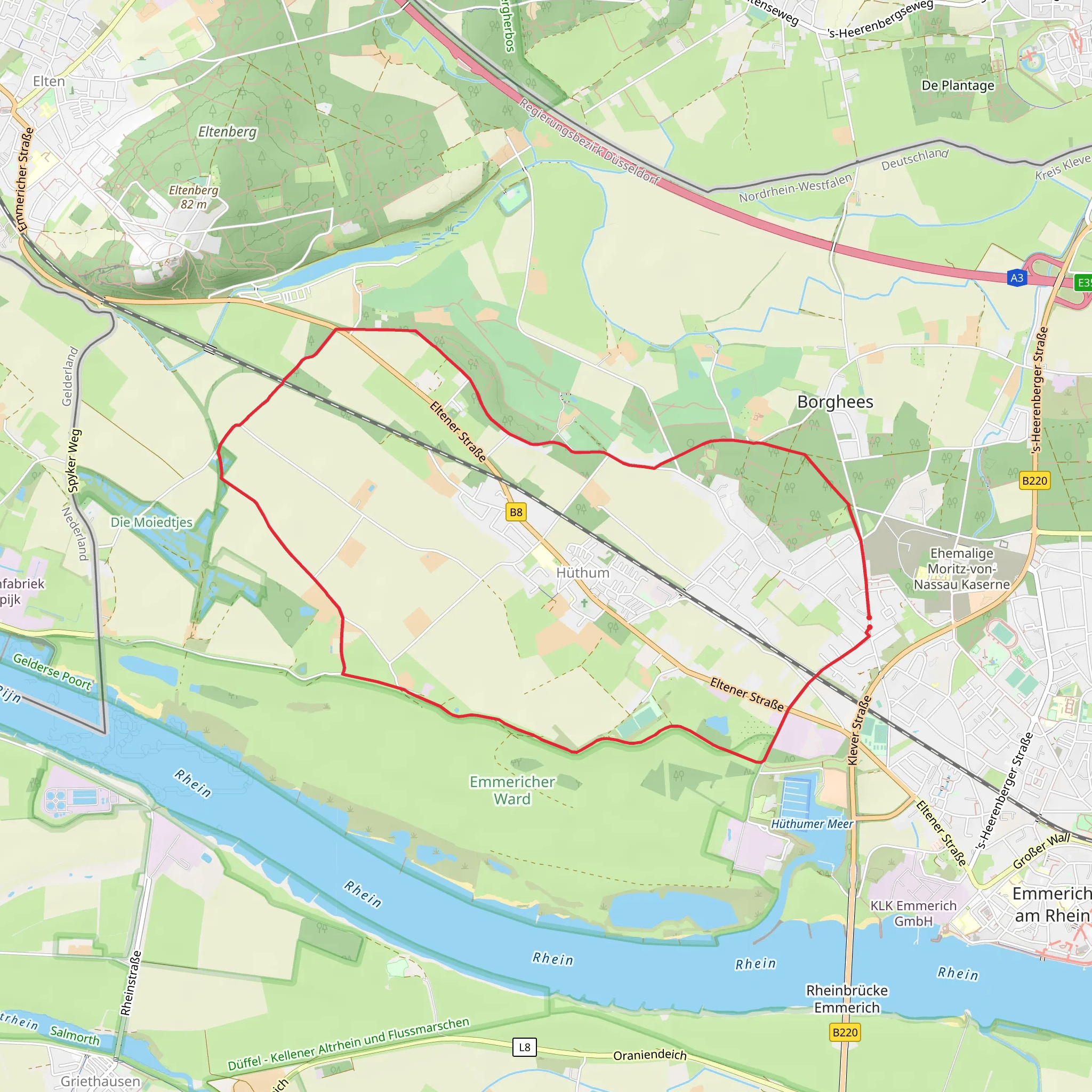 Hüthum Loop via Huthum Rundweg A1 mobile static map