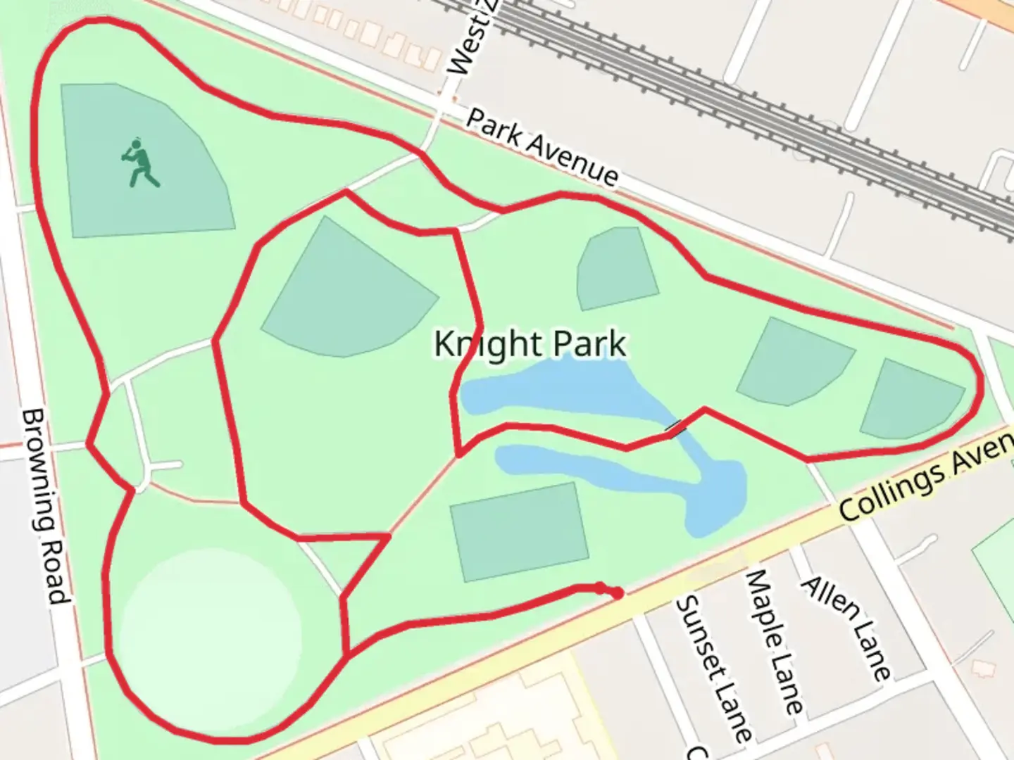 An image depicting the trail Knight Park Loop and its surrounding area.