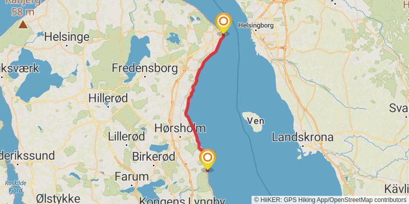 Copenhagen to Helsingør stage 2 Map