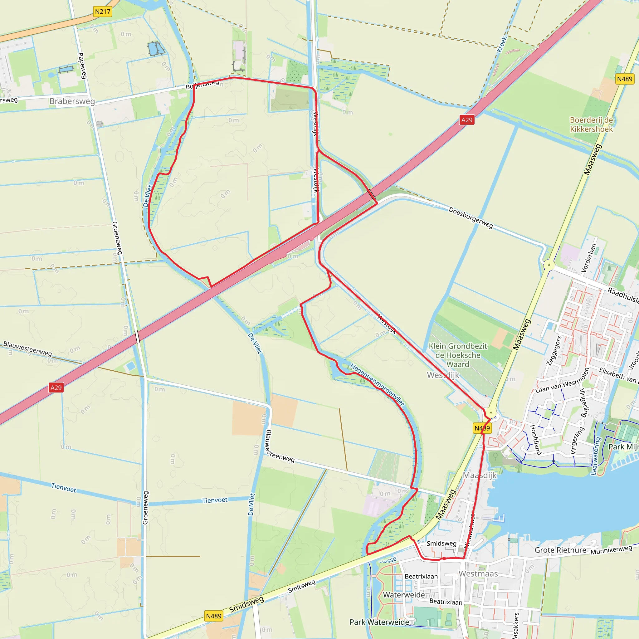 Mijnsheerenland via Westdijk Route mobile static map
