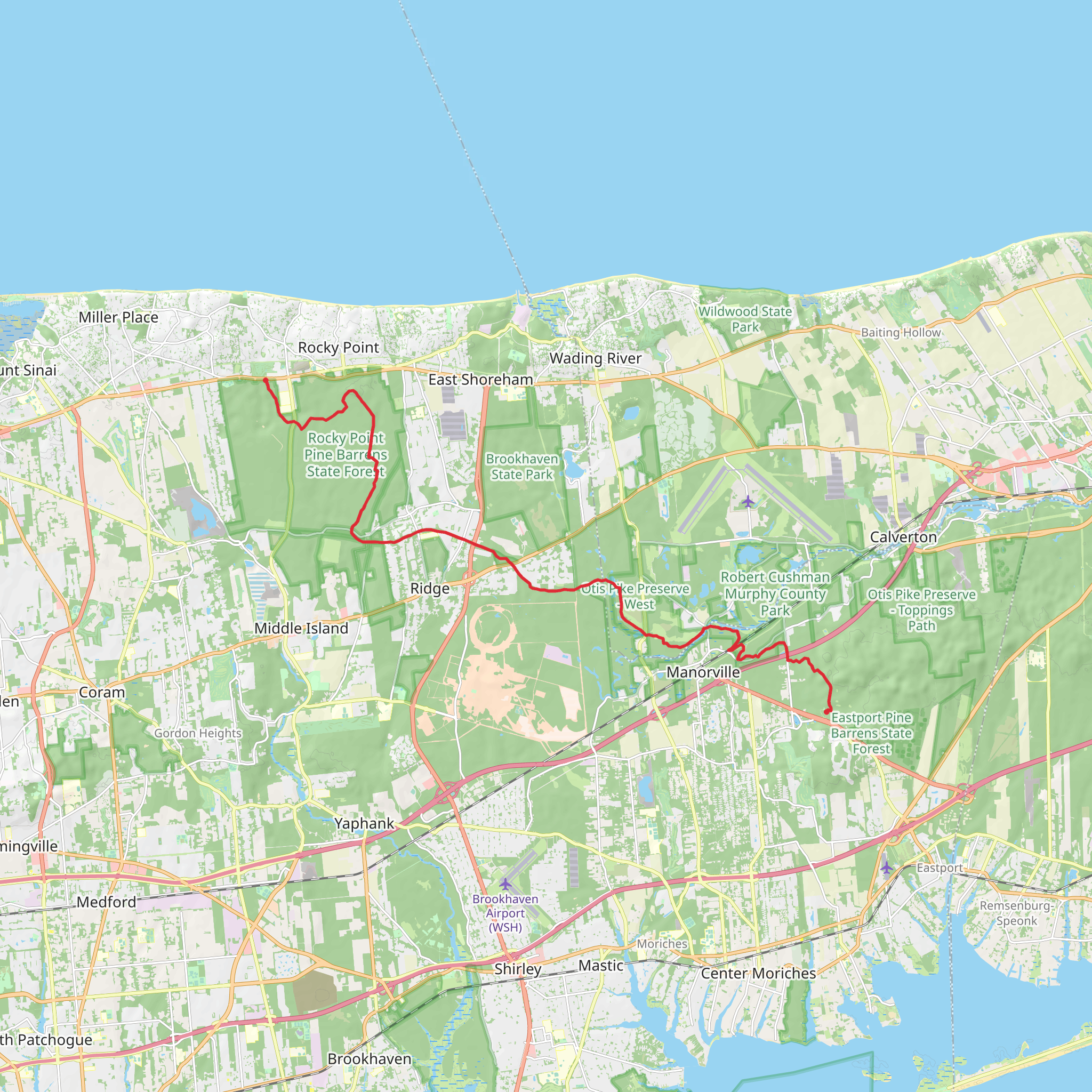 Rocky Point Reed Trail and Paumanok Path Trail from Route 25A mobile static map